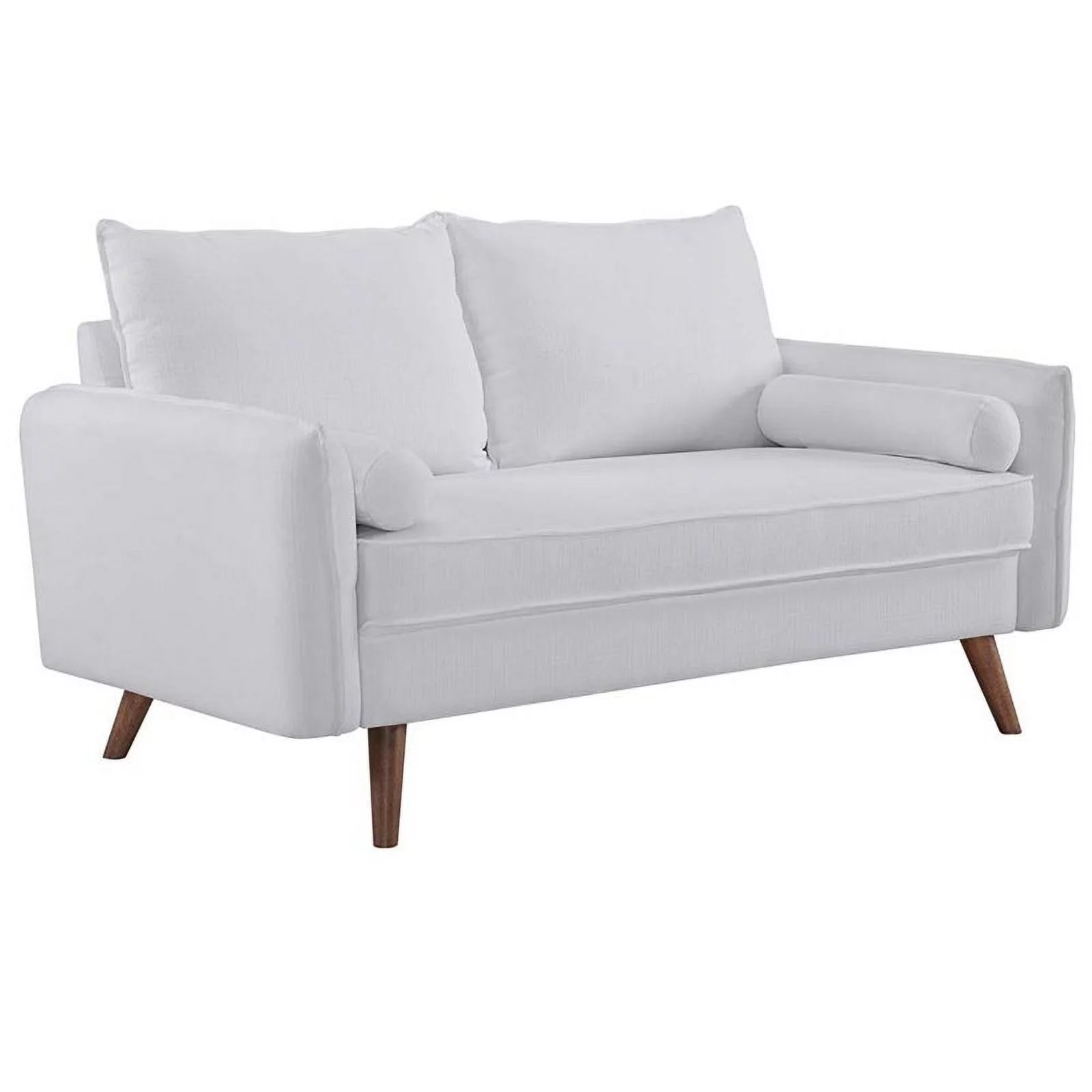 Home Square 2 Piece Contemporary Modern Polyester Loveseat Set in White