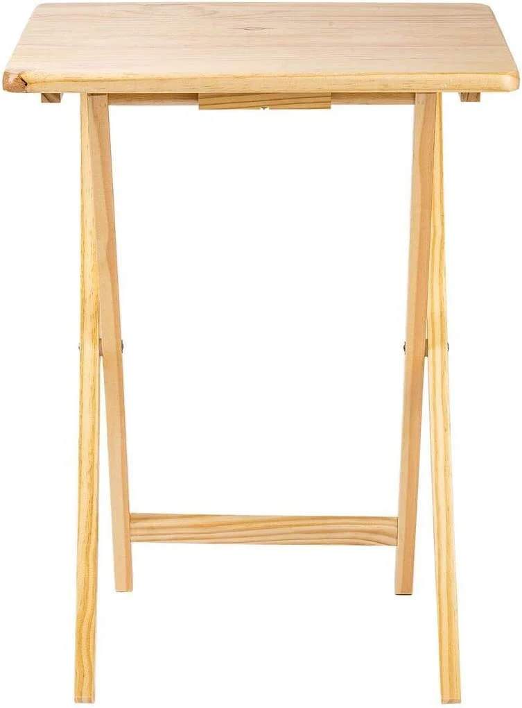 xrboomlife MFS Basics Classic TV Dinner/Snack 4 Table Set with Holder - Natural