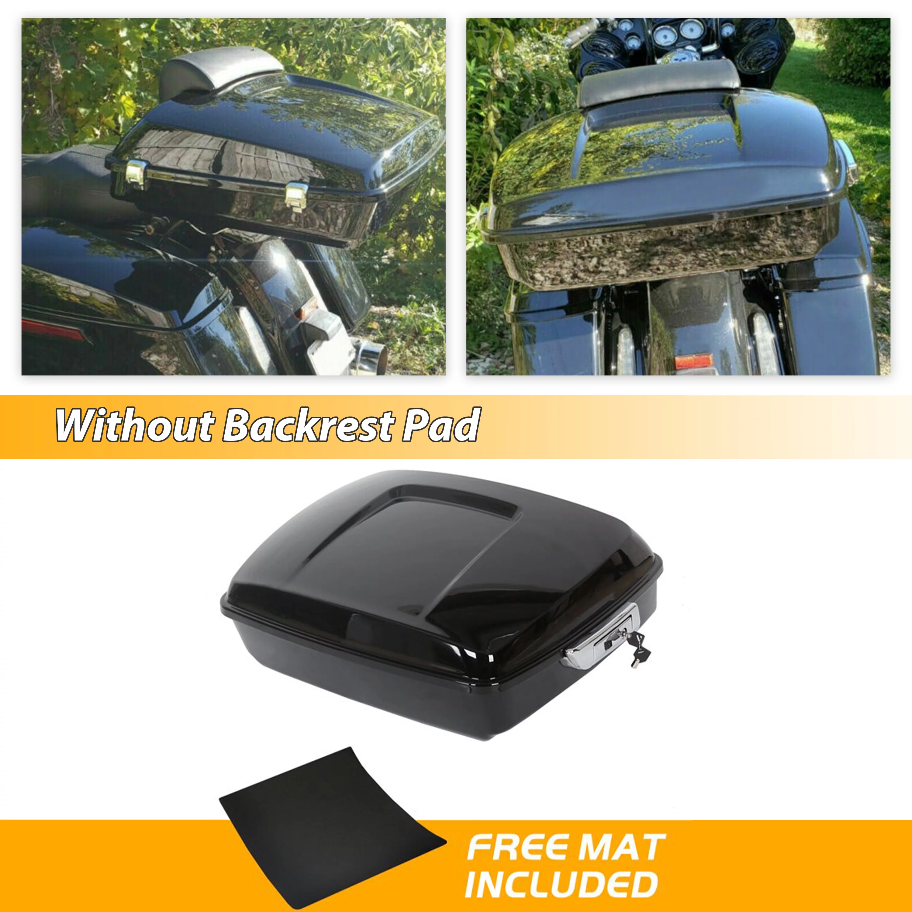 Kojem Black Chopped Tour Pack Trunk W/ Chrome Latch For 2014-2021 Harley Davidson Touring