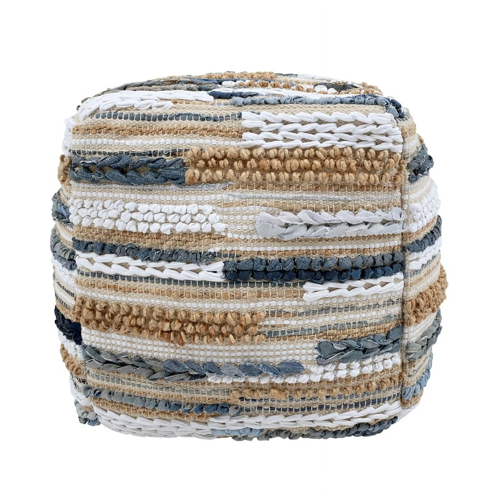 Pasargad Home PPF-614-1 Pasargad Home Grandcanyon Cotton Pouf Ottoman, Multicolor
