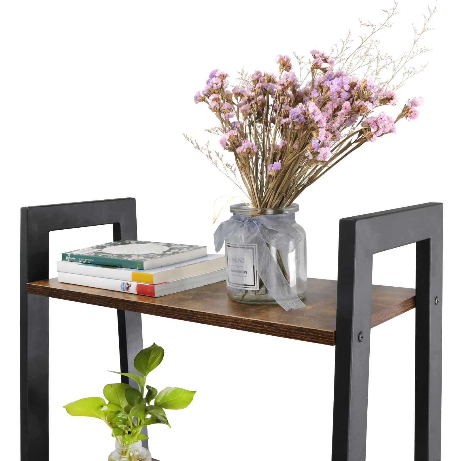 ZENY Home Ladder Shelf Metal Frame Four Tiers Modern Bookcase, 22.4 x 13