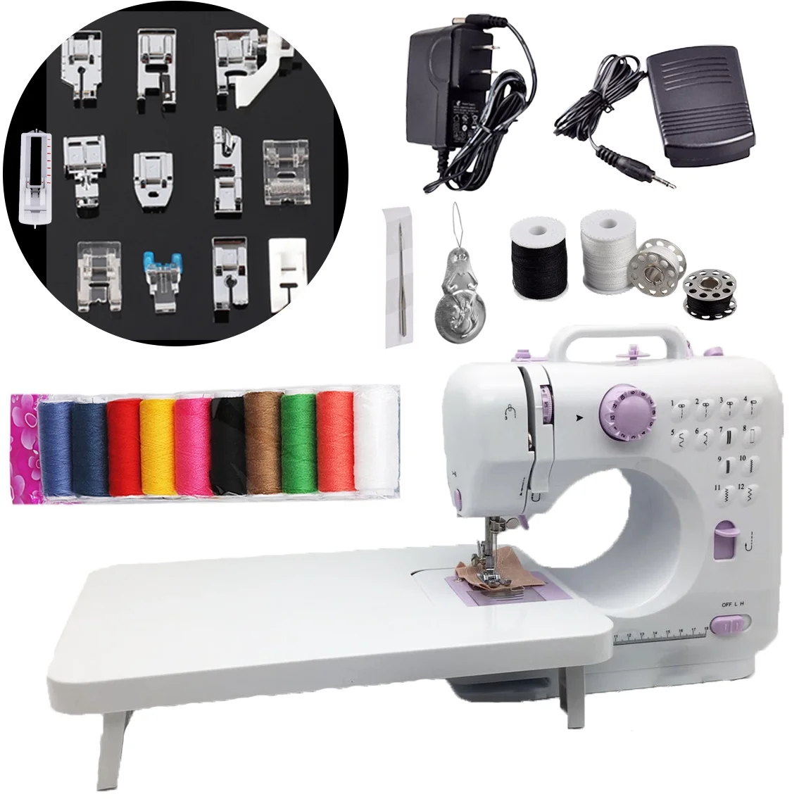 iMeshbean Sewing Machine Portable Electric Crafting Mending Machine Double Thread, Double Speed, 12 Built-In Stitches