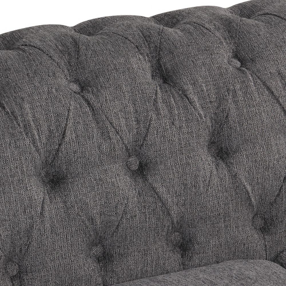 JHOOTUUO 39” modern sofa Dutch plush upholstered sofa  solid wood legs  buttoned tufted backrest  gray