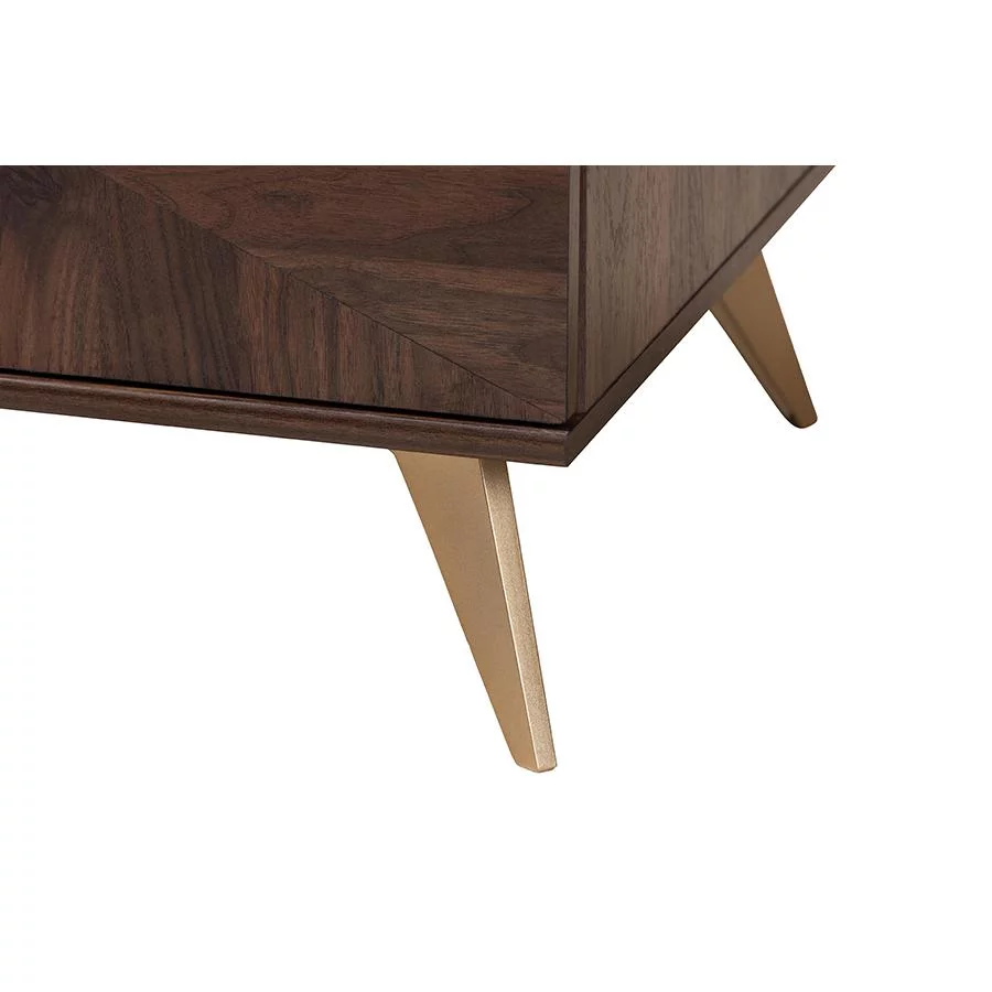 Baxton Studio Graceland Walnut Brown Finished Wood 2-Drawer Coffee Table