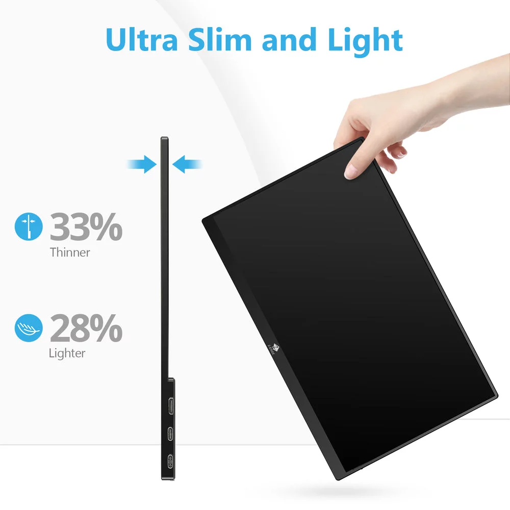 Z-Edge Portable Monitor 15.6 inch FHD IPS Secondary Monitor USB-C Port for PC Smartphone
