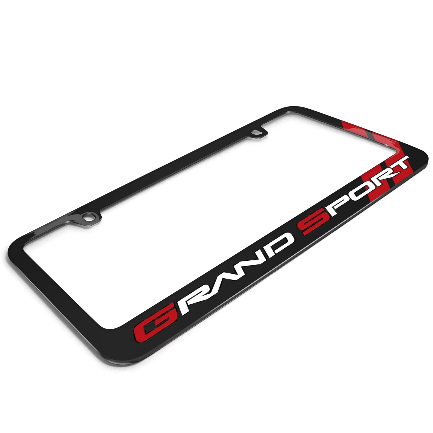 Chevrolet Corvette C6 Grand-Sport Red Stripes Black Metal License Plate Frame