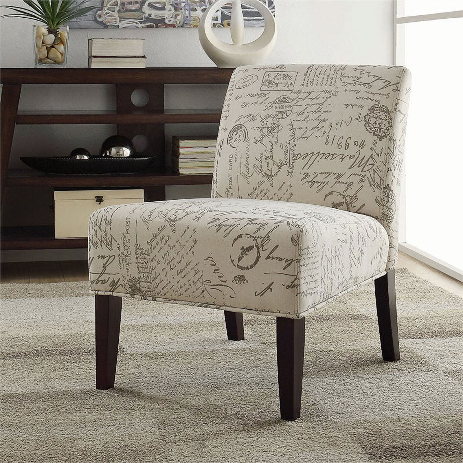 Upholstered Armless Accent Chair Off White and Grey