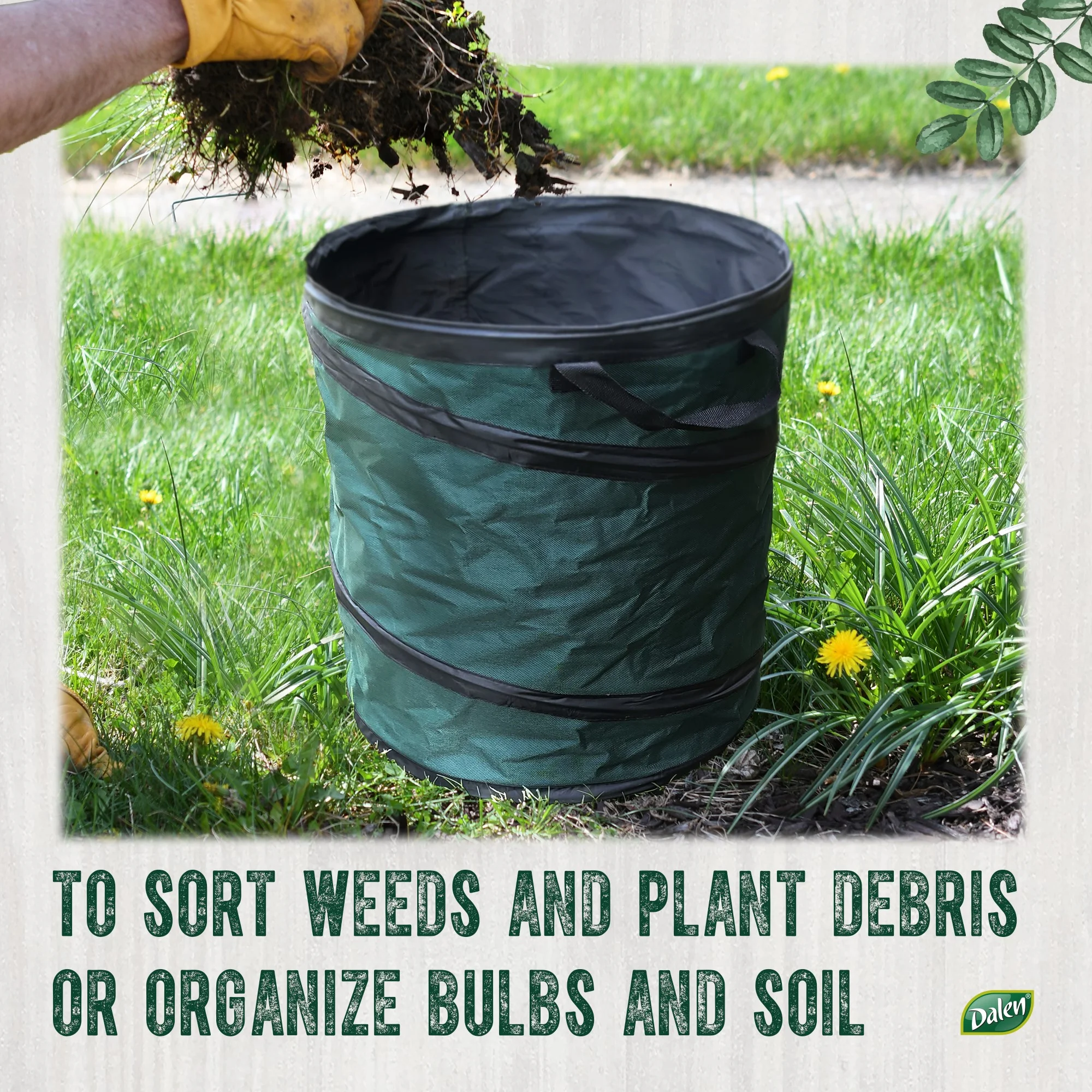 Dalen Pop-Up Garden Bag - TWO 15-gallon Collapsible Yardwork Containers - Convenient and Durable