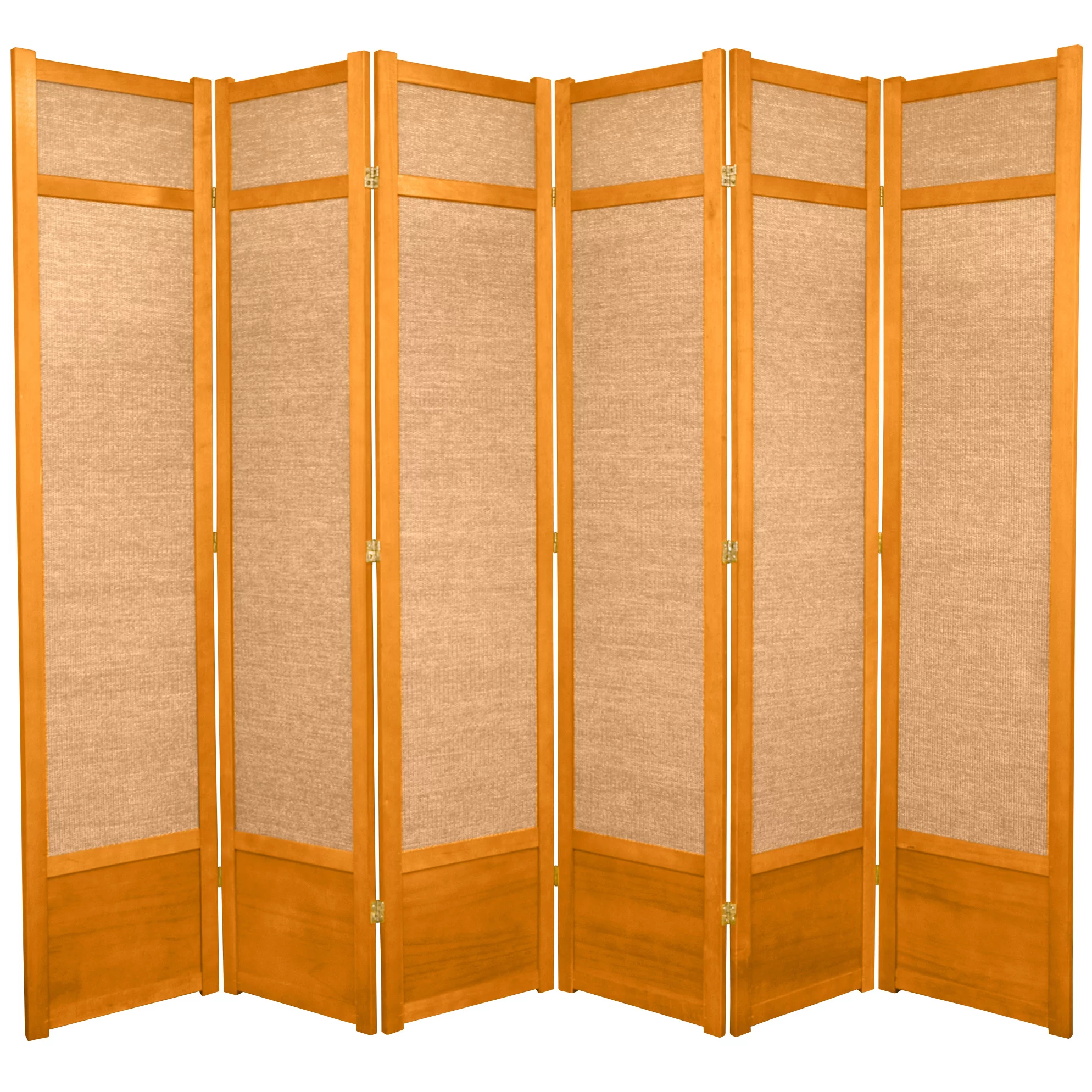 Oriental Furniture 7 Ft Tall Jute Shoji Screen, 6 panel, honey color