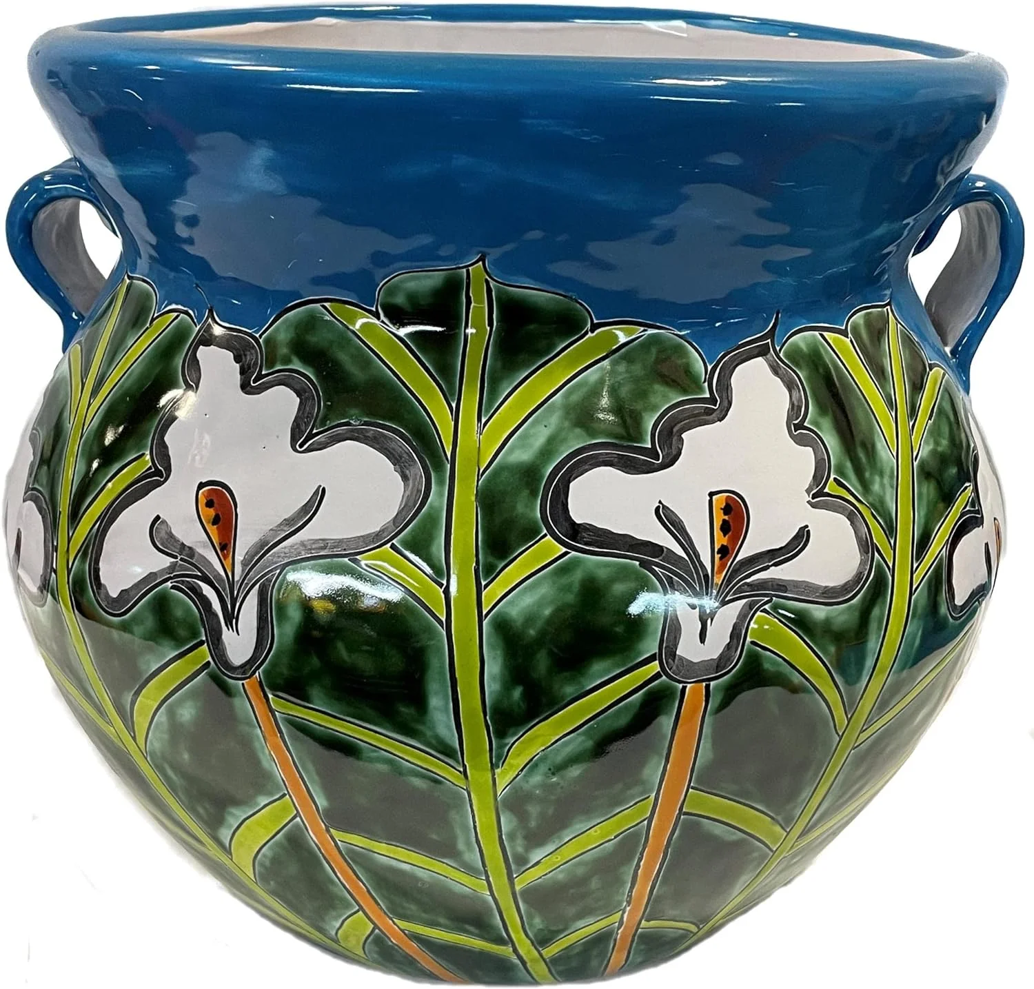 Medium-Sized Aqua Lily Mexican Colors Talavera Ceramic Garden