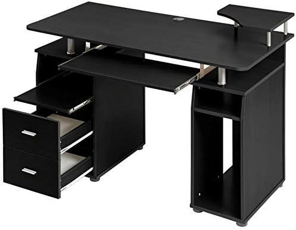 TJCGDTY Computer Desk with 2 Drawers Pull-Out Keyboard Tray - 47\u201D Large  Home Office Desk - Writing Study Table Workstation for PC Laptop Gaming Working - Modern Wood (47''x3