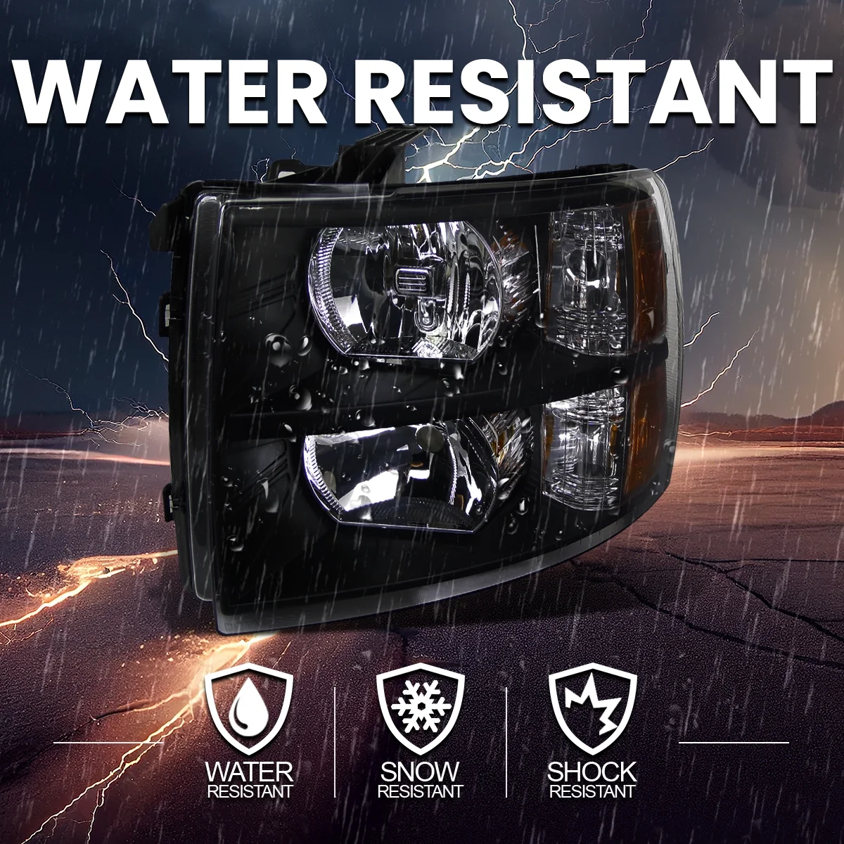 Spec-D Tuning Black Headlights Assembly Compatible with 2007-2013 Chevy Silverado 1500, 2007-2014 2500HD 3500HD, L+R Pair Head Light Lamp