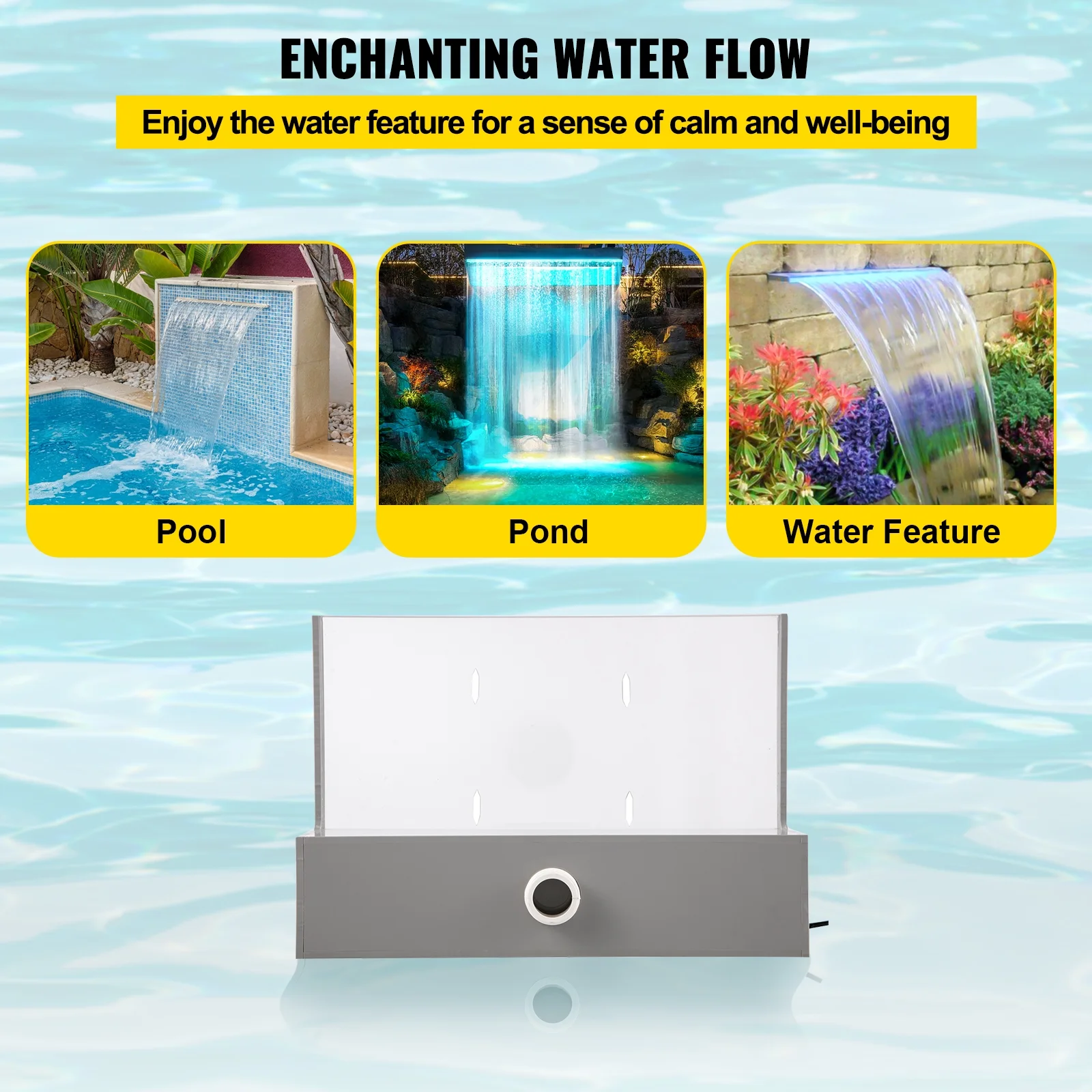 Fountain Spillway Waterfall Pool Led Lighted Spillway11.8