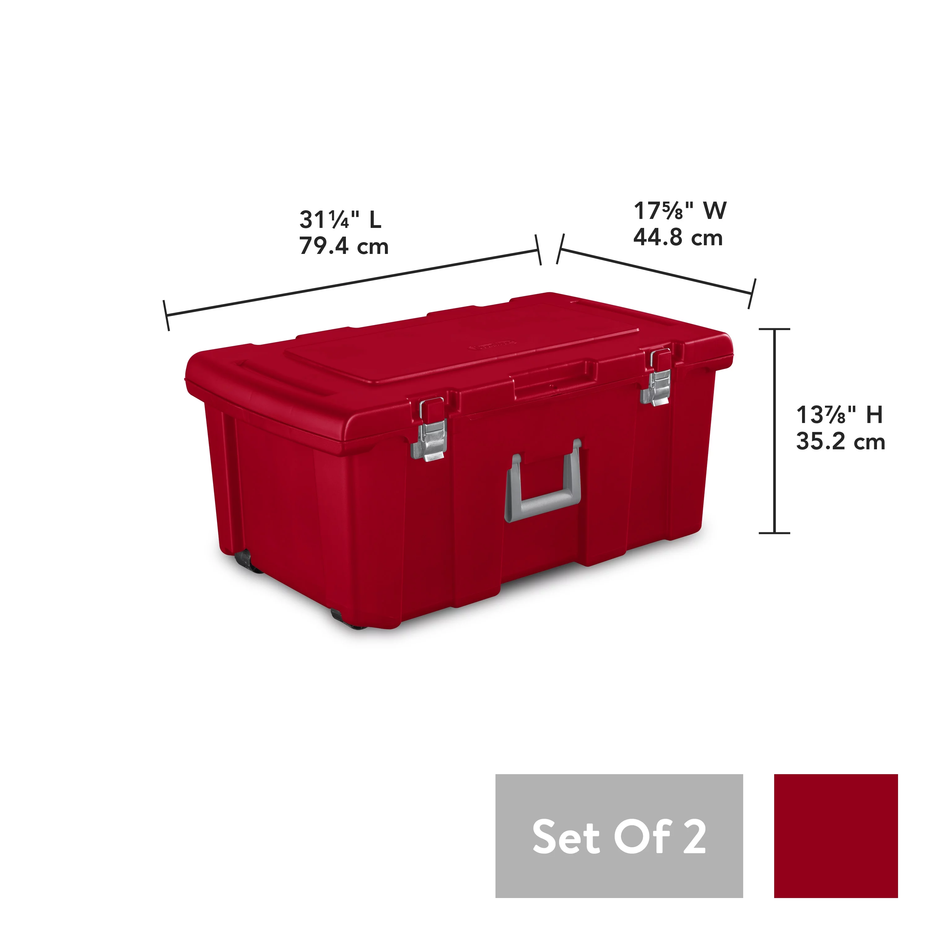 Sterilite Plastic Footlocker Infra Red Set of 2