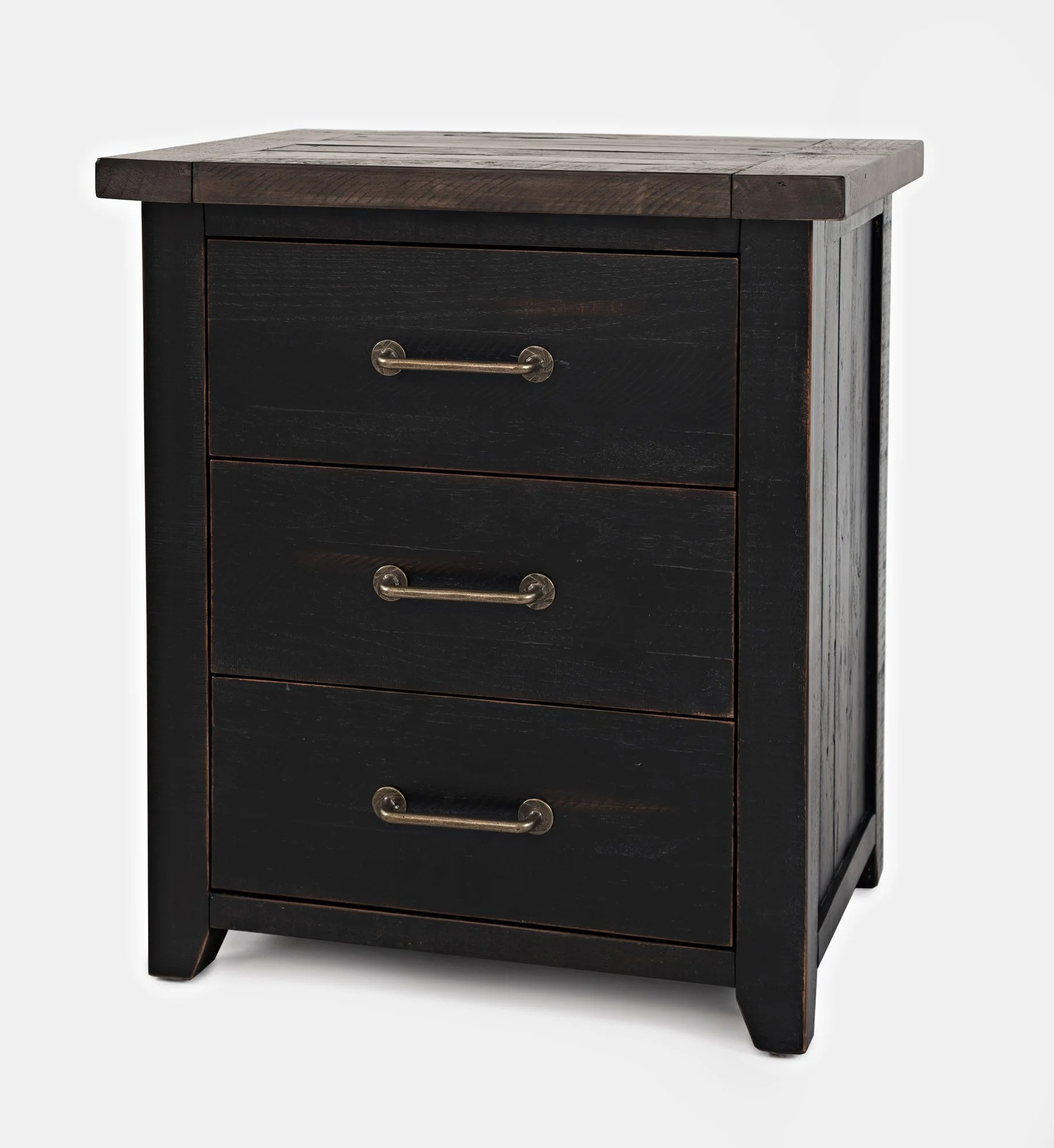 Jofran Madison County Rustic Reclaimed Pine Farmhouse USB Charging Nightstand