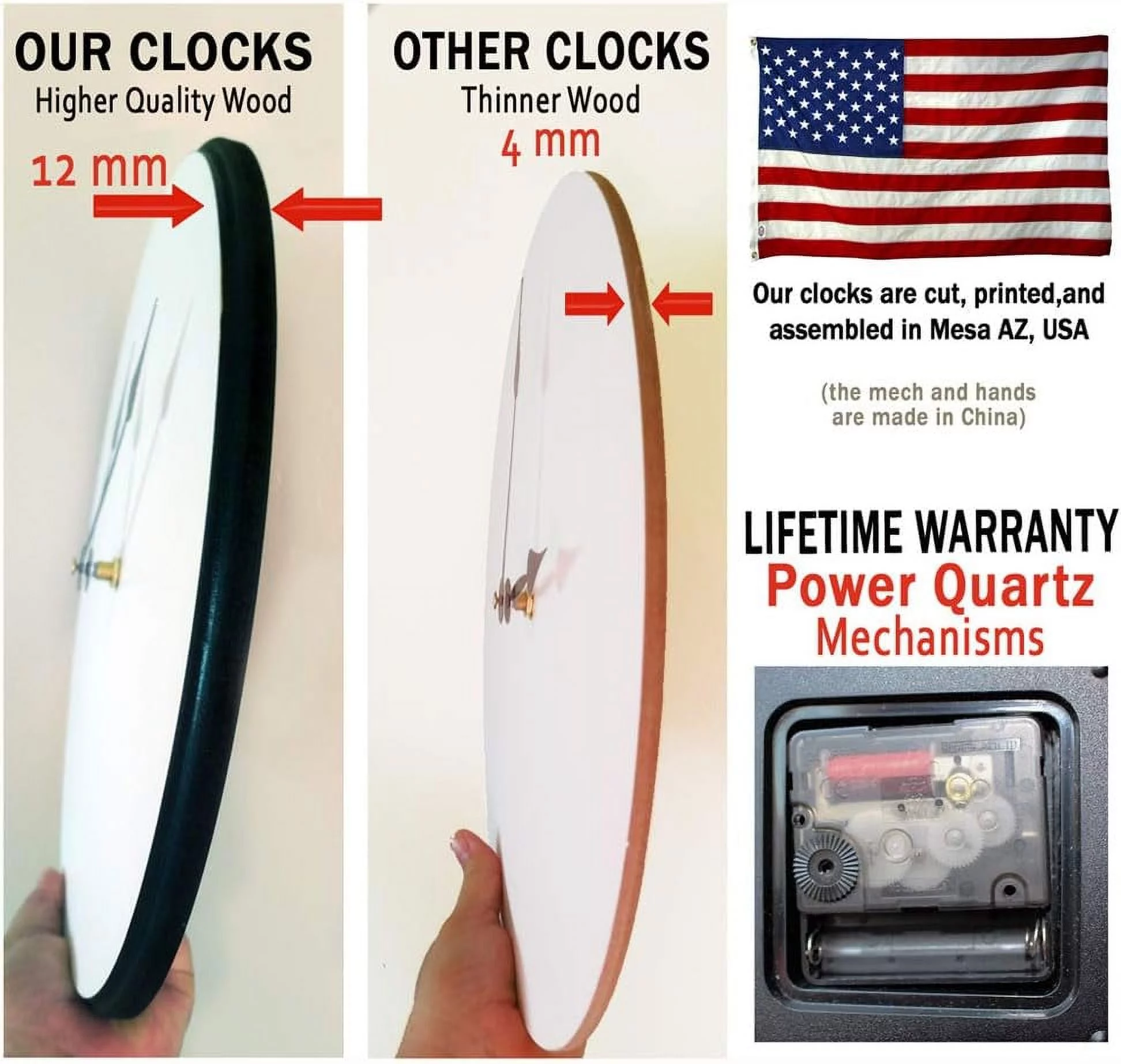 Nautical Burgandy Wall Clock | Ultra Quiet Quartz Mechanism | Hand Made In Beautiful Crisp Lasting Color | Comes In 8 Sizes | 48-Inch