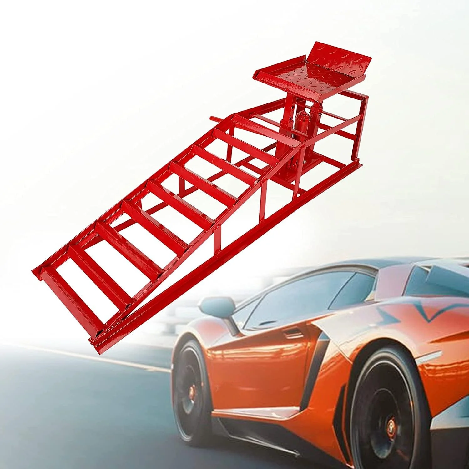 Confote Hydraulic Car Ramp 10000 lbs 5T Hydraulic Ramp with Hydraulic Jack for Auto Car Truck ,1-Pack