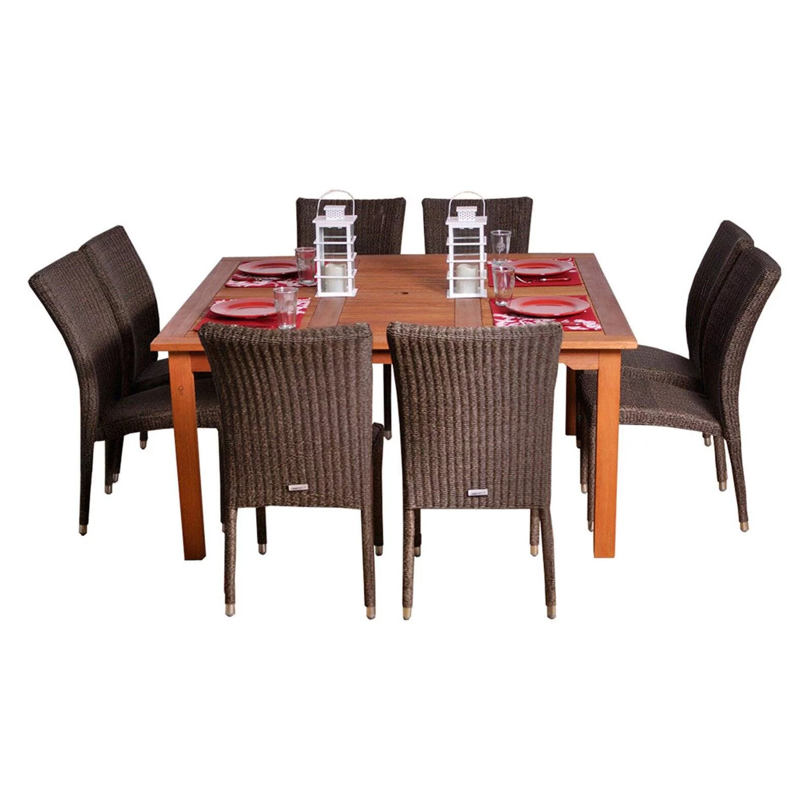 International Home Amazonia 7 Piece Wood Patio Dining Set in Brown