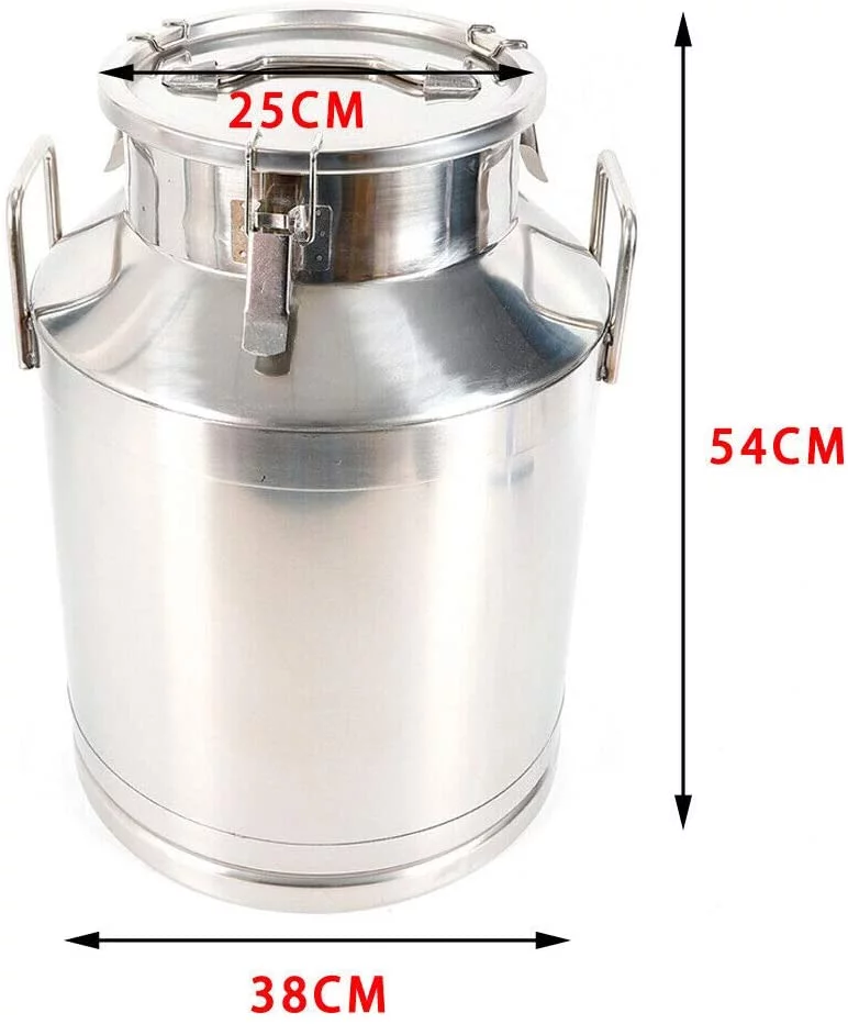 Miumaeov Stainless Steel Milk Can with Handle Silicone Seal Milk Bucket Liquid Storage Milk Container 0.0395 inch Thickness for Restaurant Use 50L
