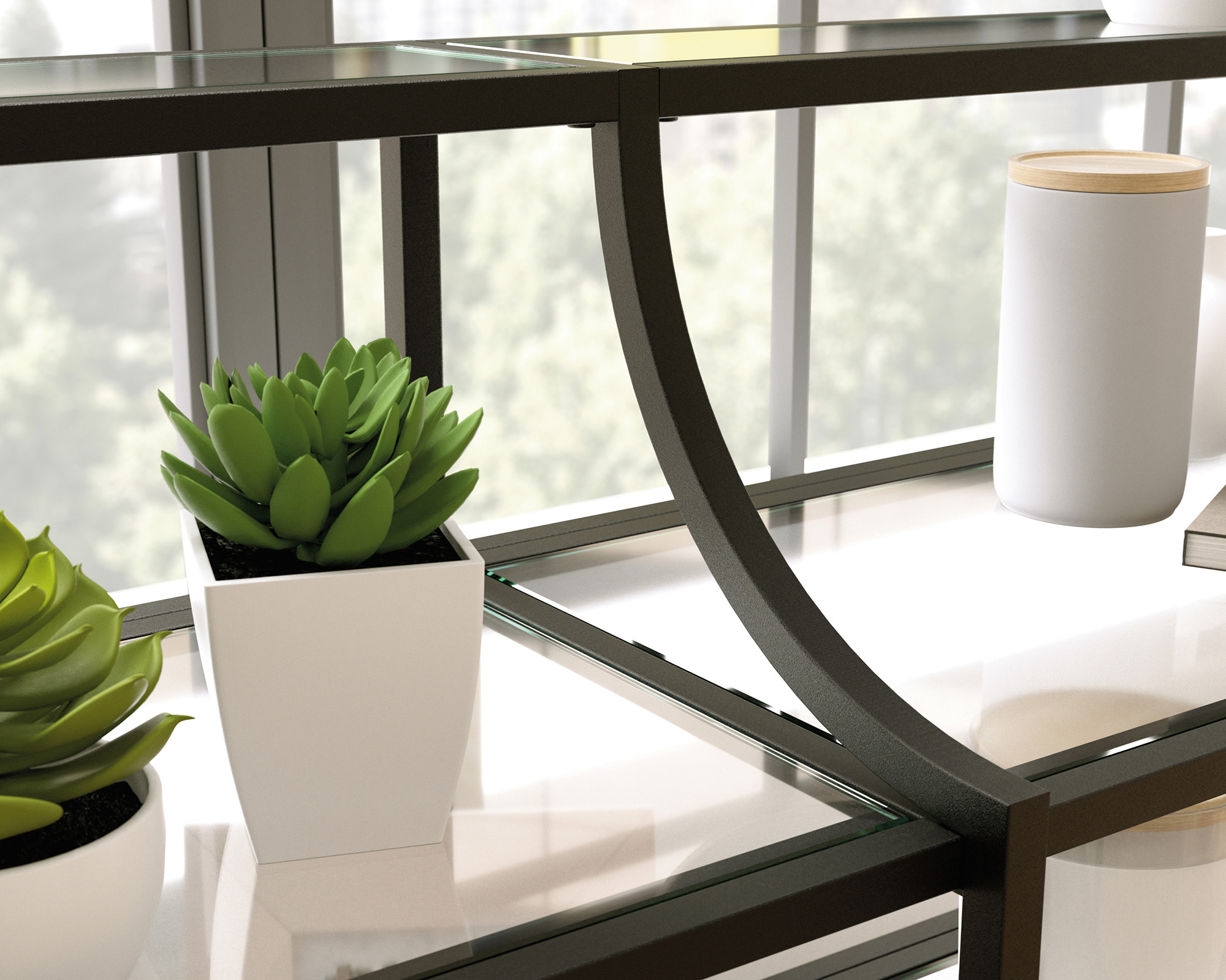 Harvey Park Black Glass-Top Console Table