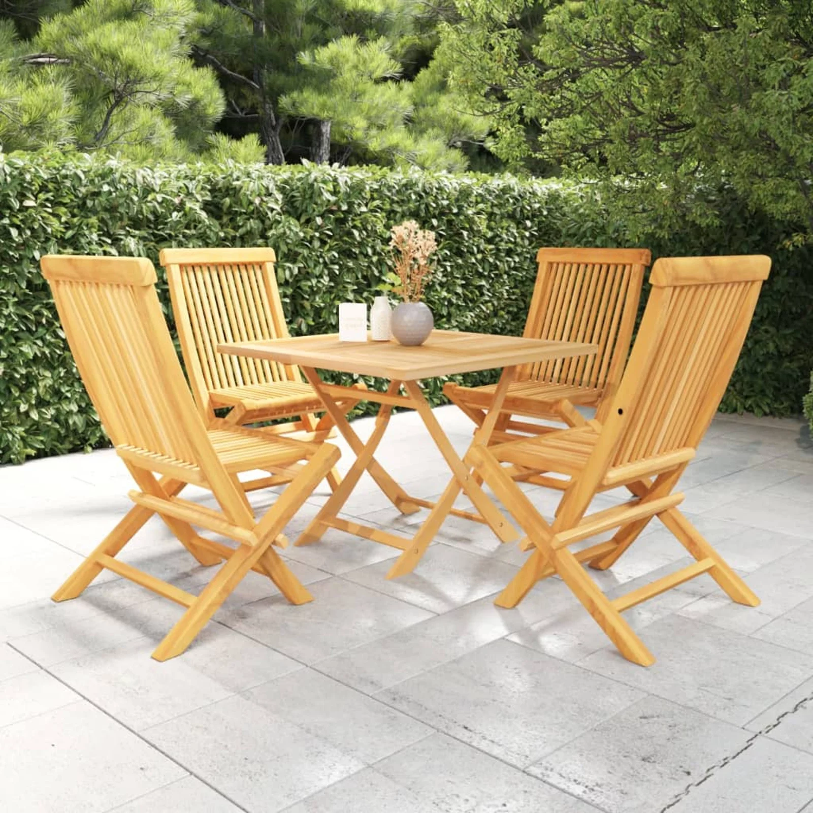 Irfora 5 Piece Patio Dining Set Solid Teak Wood