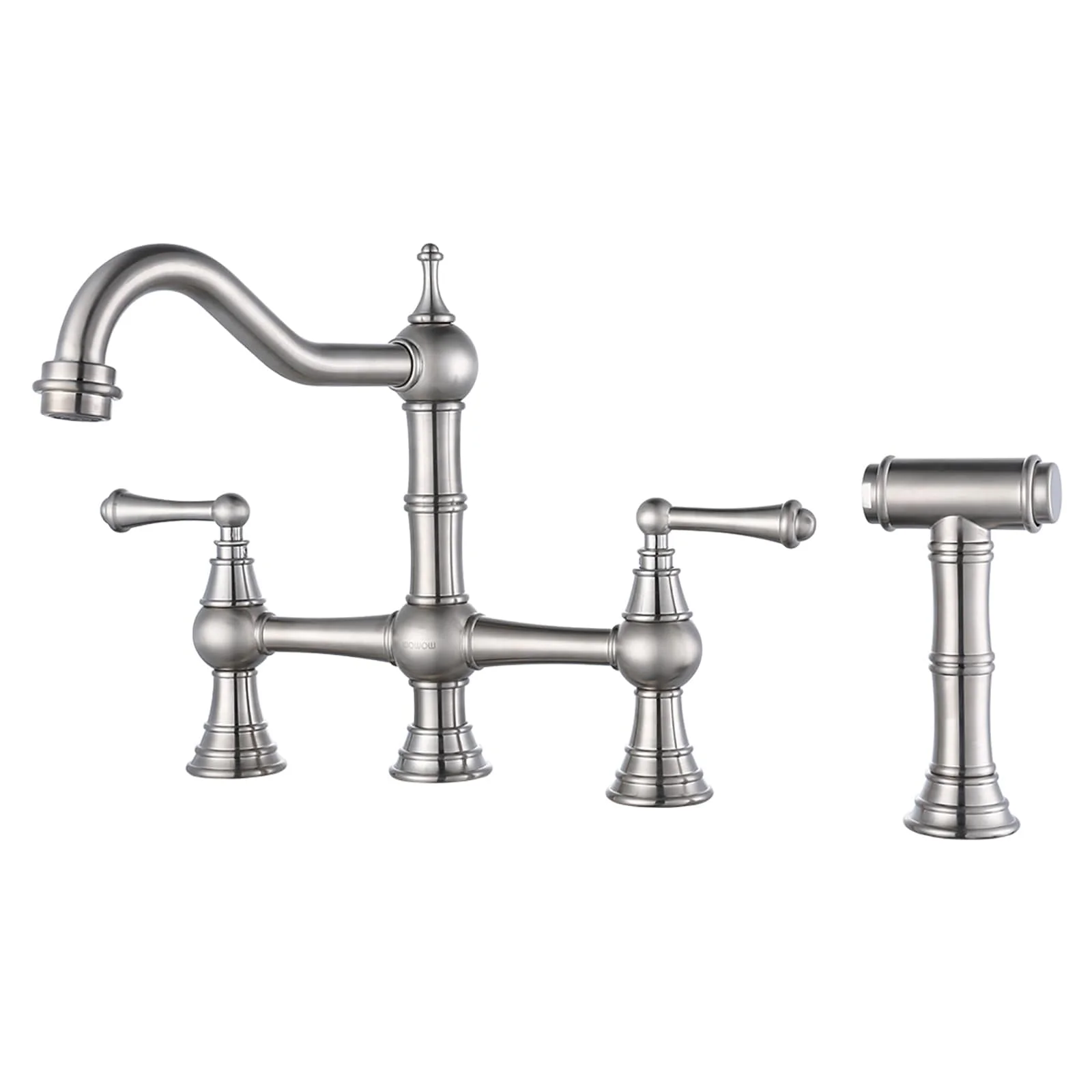 23115A1RB-OS WOWOW Kitchen Faucet with Sprayer, Bridge Kitchen Faucet 2 Handle with Side Sprayer Oil Rubbed Bronze
