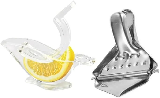 Lemon Lime Slice Squeezer Set, Manual Citrus Press Juicer, Stainless Steel Orange Hand Squeezers Presses n Acrylic Elegance Hand Held Lemon Slice Squeezer Combo set