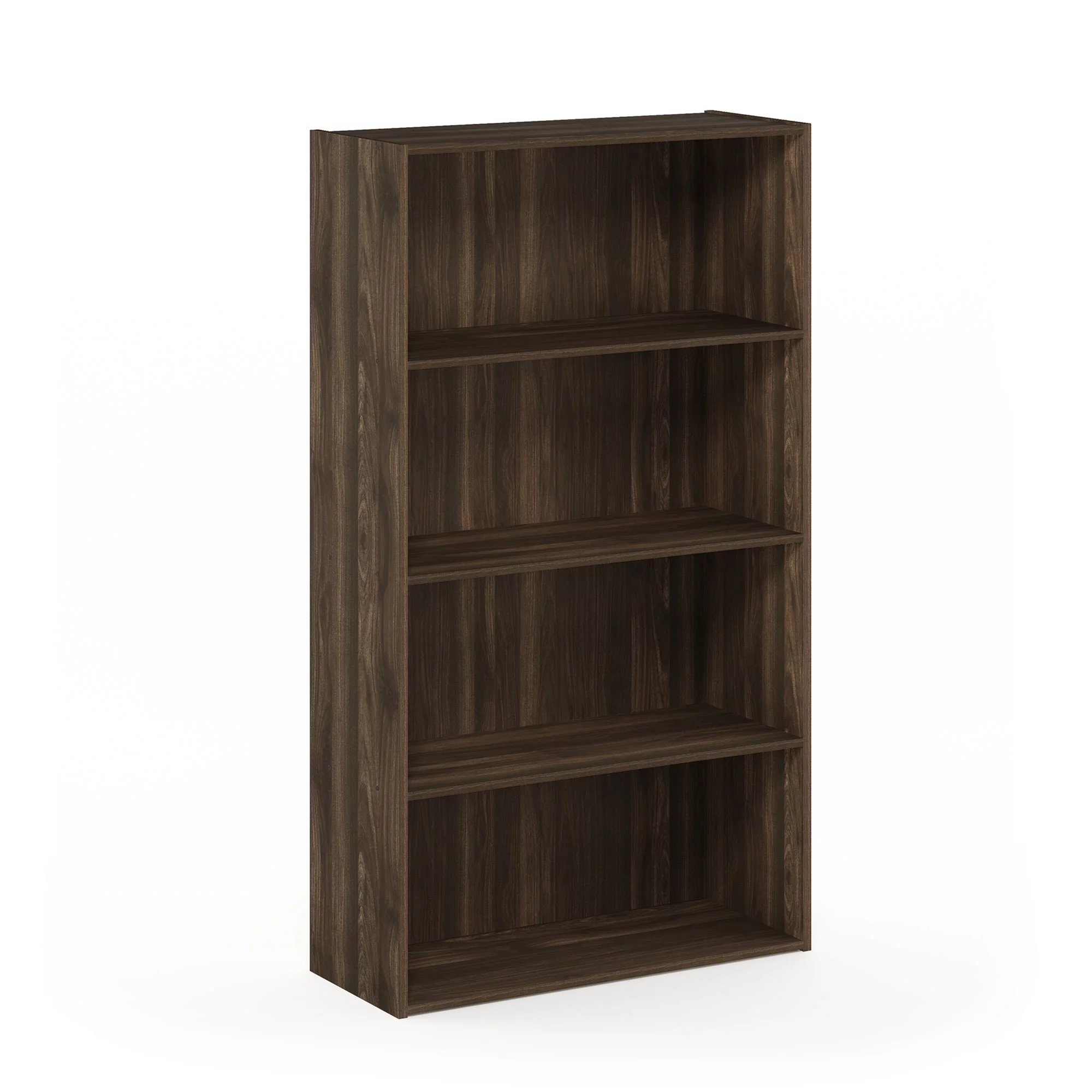 Furinno Pasir Contemporary Engineered Wood 4-Tier Open Shelf in Columbia Walnut