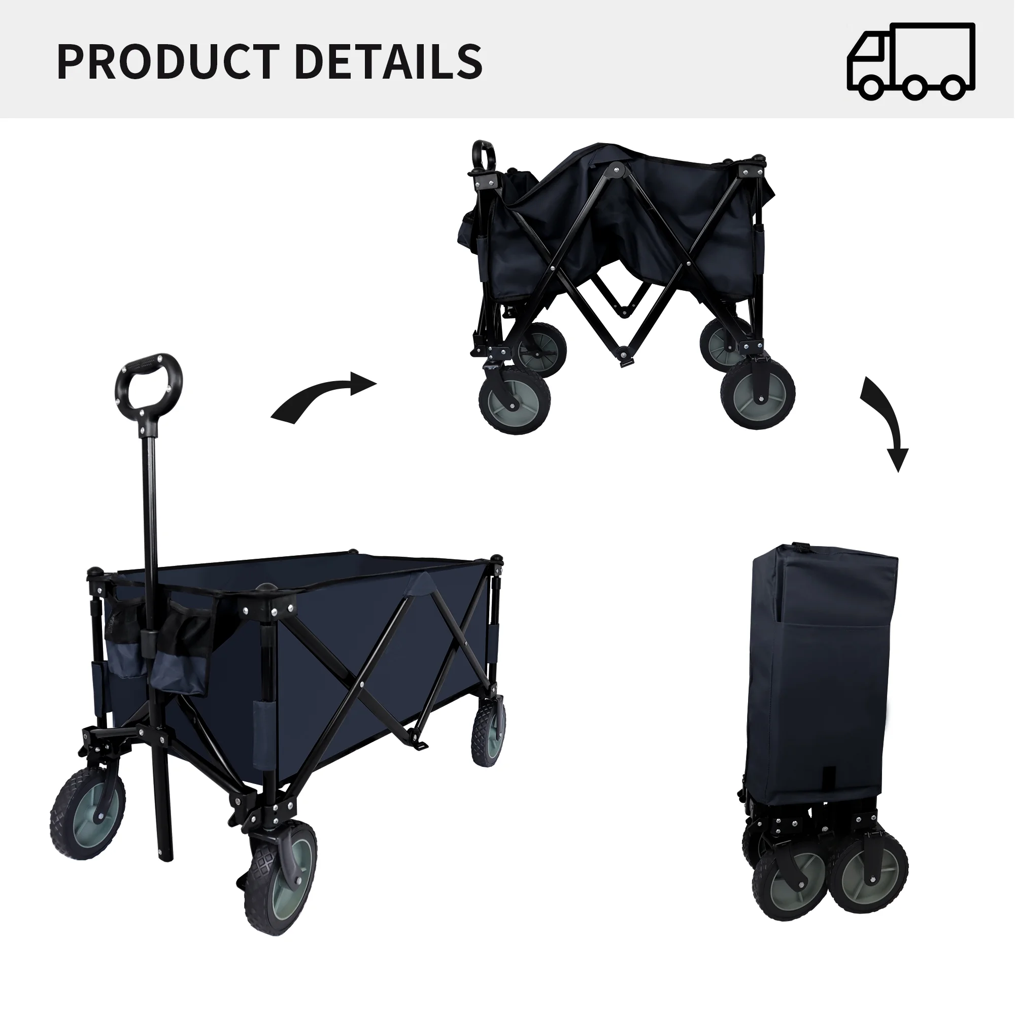 Utility Collapsible Folding Wagon Cart Heavy Duty Foldable, Beach Wagon