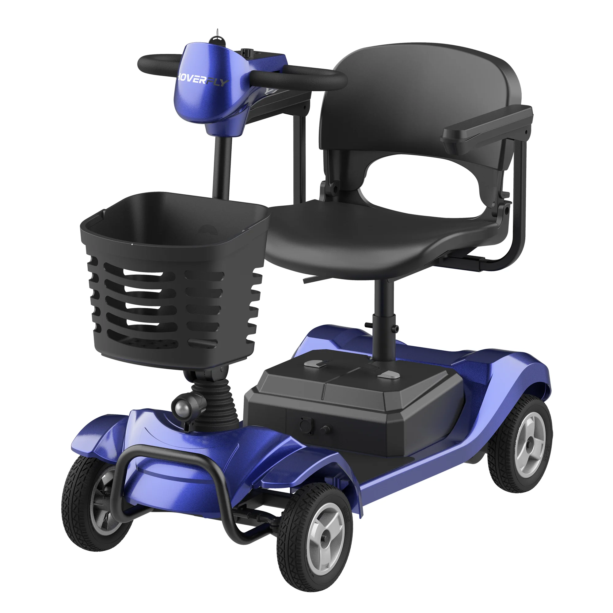 Hoverfly T4 Mobility Scooter for Elderly, 4 Wheel Mobility Compact Scooters for Seniors 330lbs with Lights Basket, Blue