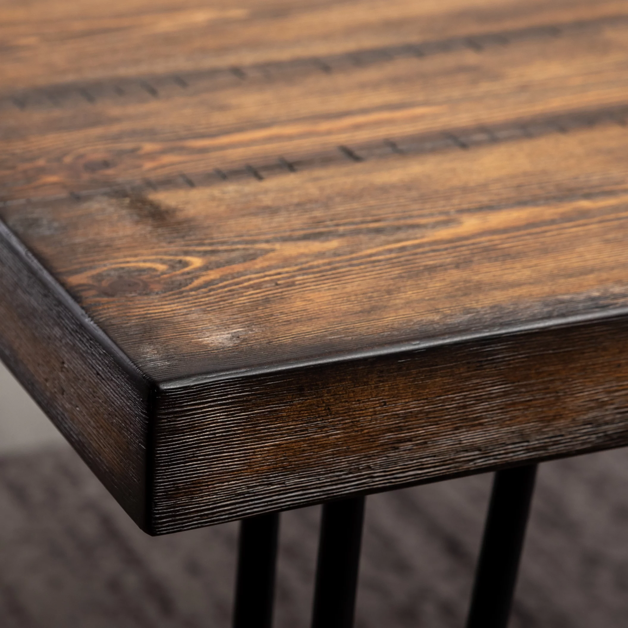 Roundhill Furniture Aryven Industrial 7-Piece Dining Set, Rustic Dark Pine / Antique Gray