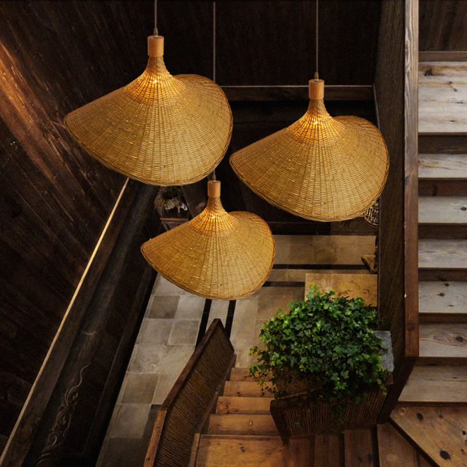 Hand Woven Bamboo Rattan Pendant Lamp - Exquisite Hanging Lighting Fixture for Restaurant  Bedroom  and Living Room Decor - Unique Chandelier
