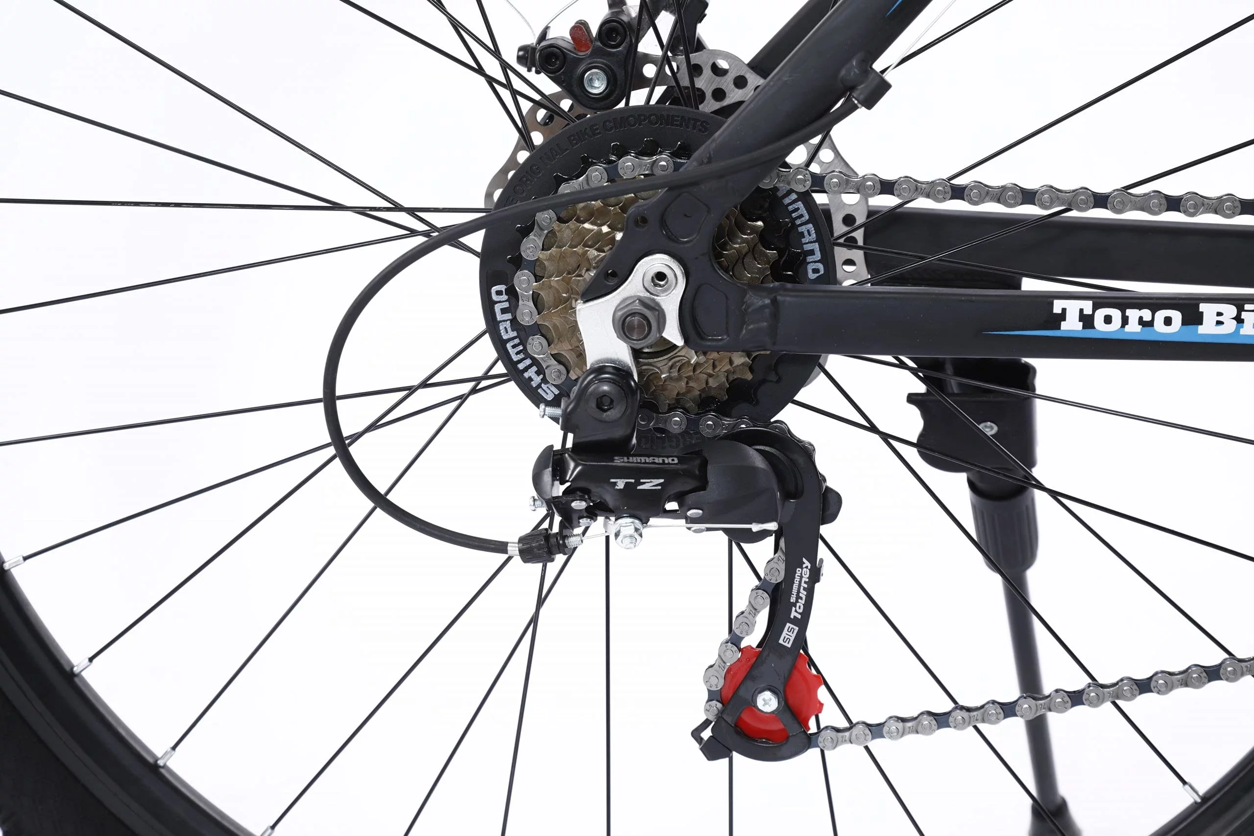 Toro Bikes USA Mens Road/Highway Bike, 29-Inch Wheels, Aluminum Frame, Twist Shifters, 24-Speed, Front and Rear Disc Brakes (Black)