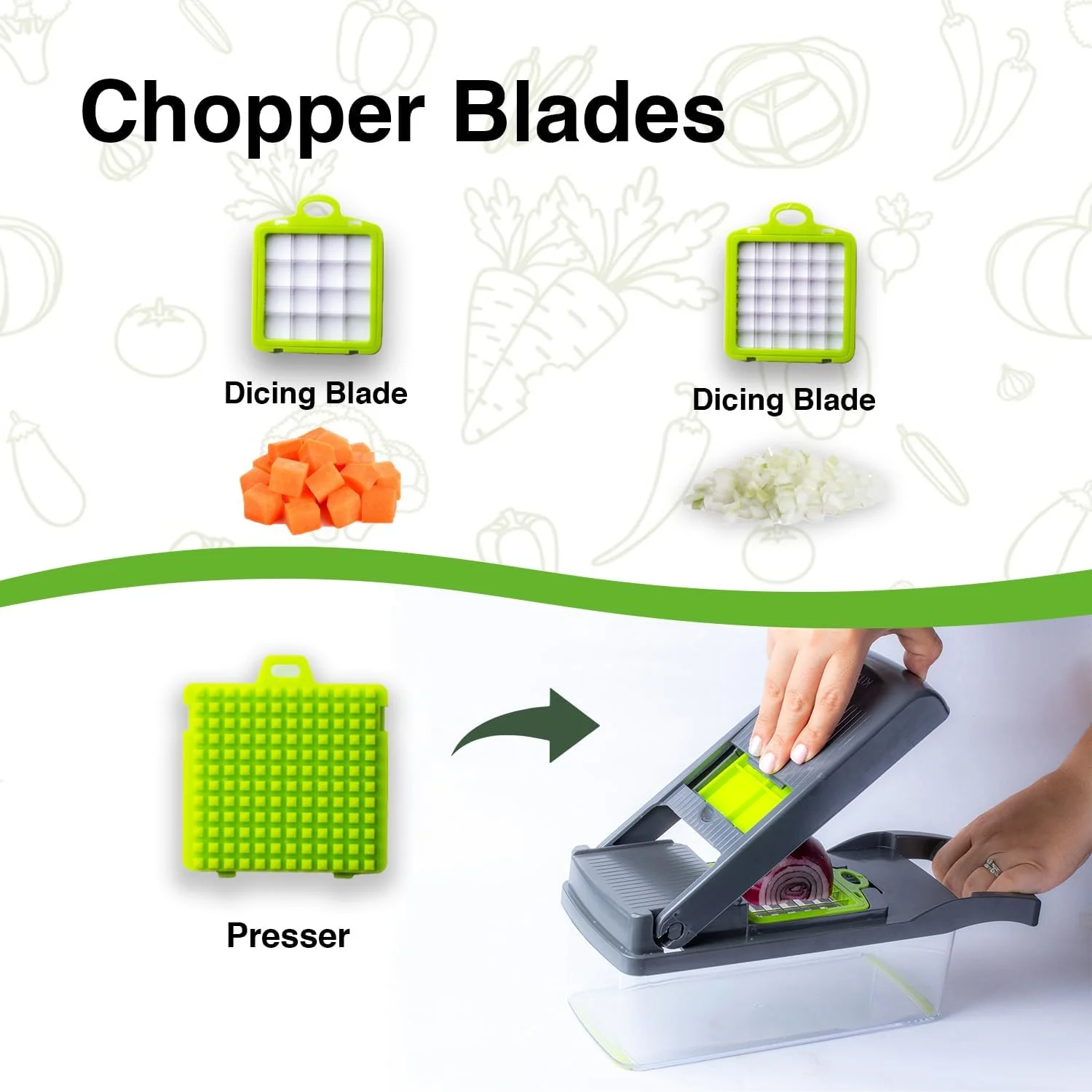 SEVEN BUSSZ Vegetable Chopper, Pro Onion, Multifunctional 16 in 1 Food Chopper, Kitchen Vegetable Cutter Slicer Dicer,Veggie Chopper With 8 Blades, Potatoes, Carrot and Garlic Chopper With Container