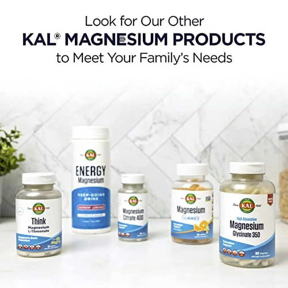 KAL Magnesium Glycinate ActivGels 315mg, Fully Chelated, High Absorption Magnesium Supplement for Relaxation, Muscle & Bone Health Support‡, Non-GMO, Gluten Free, 60 Servings, 180 Softgels