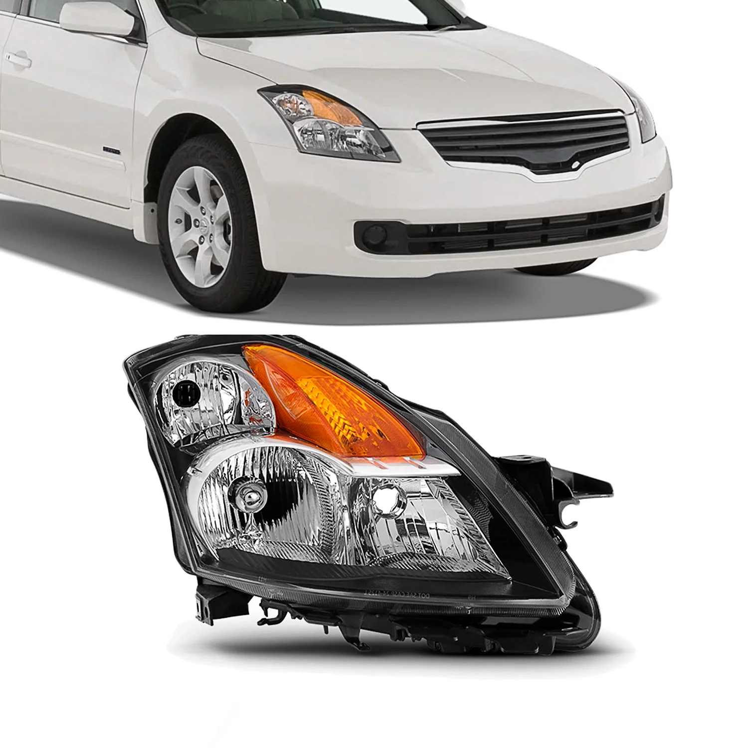 AKKON - For 07-09 Altima 4 Doors Sedan Halogen Type Passenger Right Side Headlight Front Lamp Direct Replacement