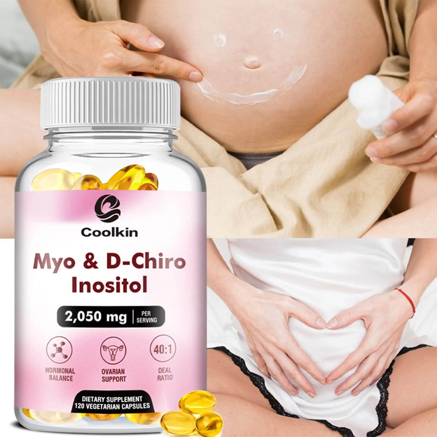Coolkin Myo & D-Chiro Inositol 2050mg-Female Fertility Health,Regulate Menstrual Cycle(30/60/120pcs)