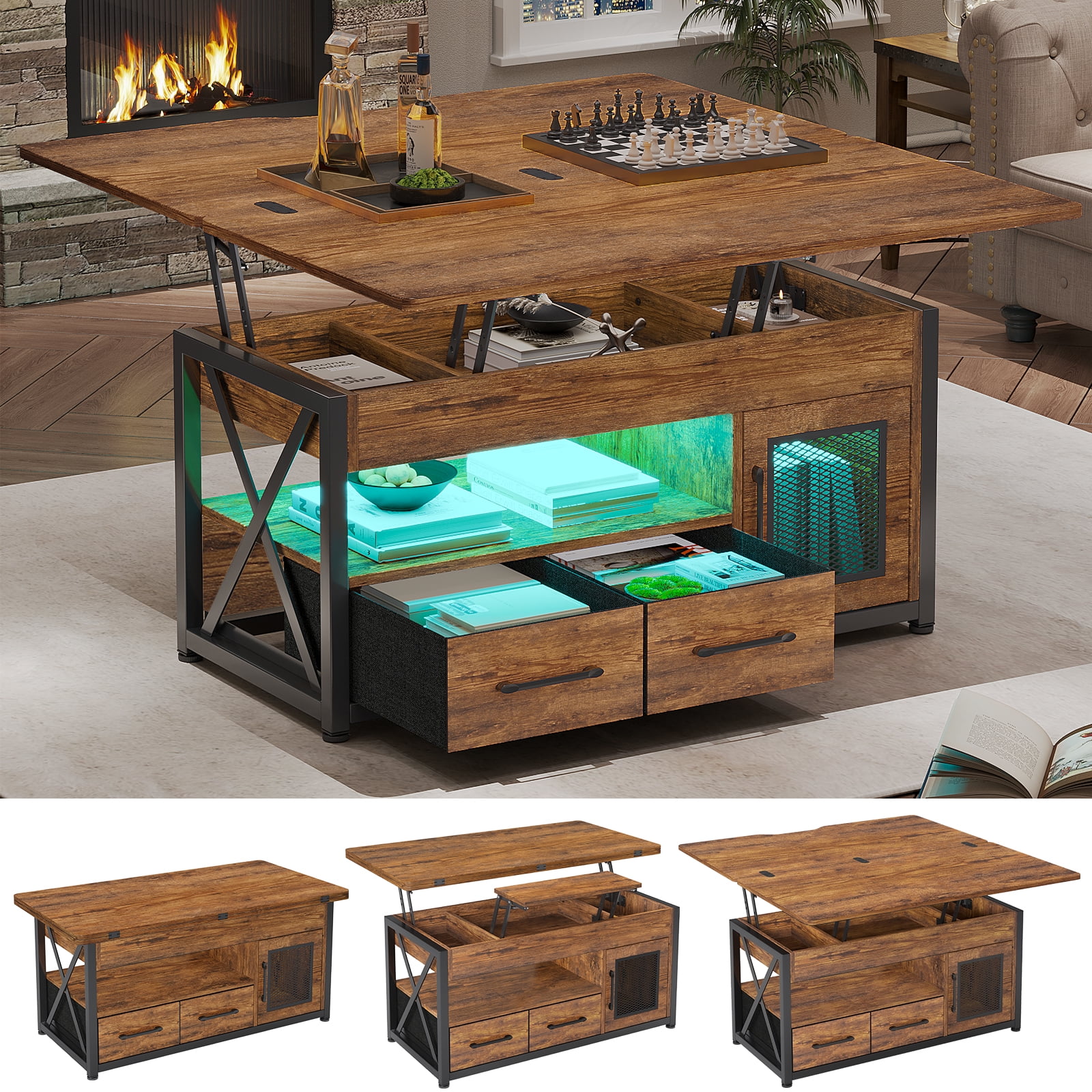 Afuhokles Lift Top Coffee Table with Storage Cabinet, 40