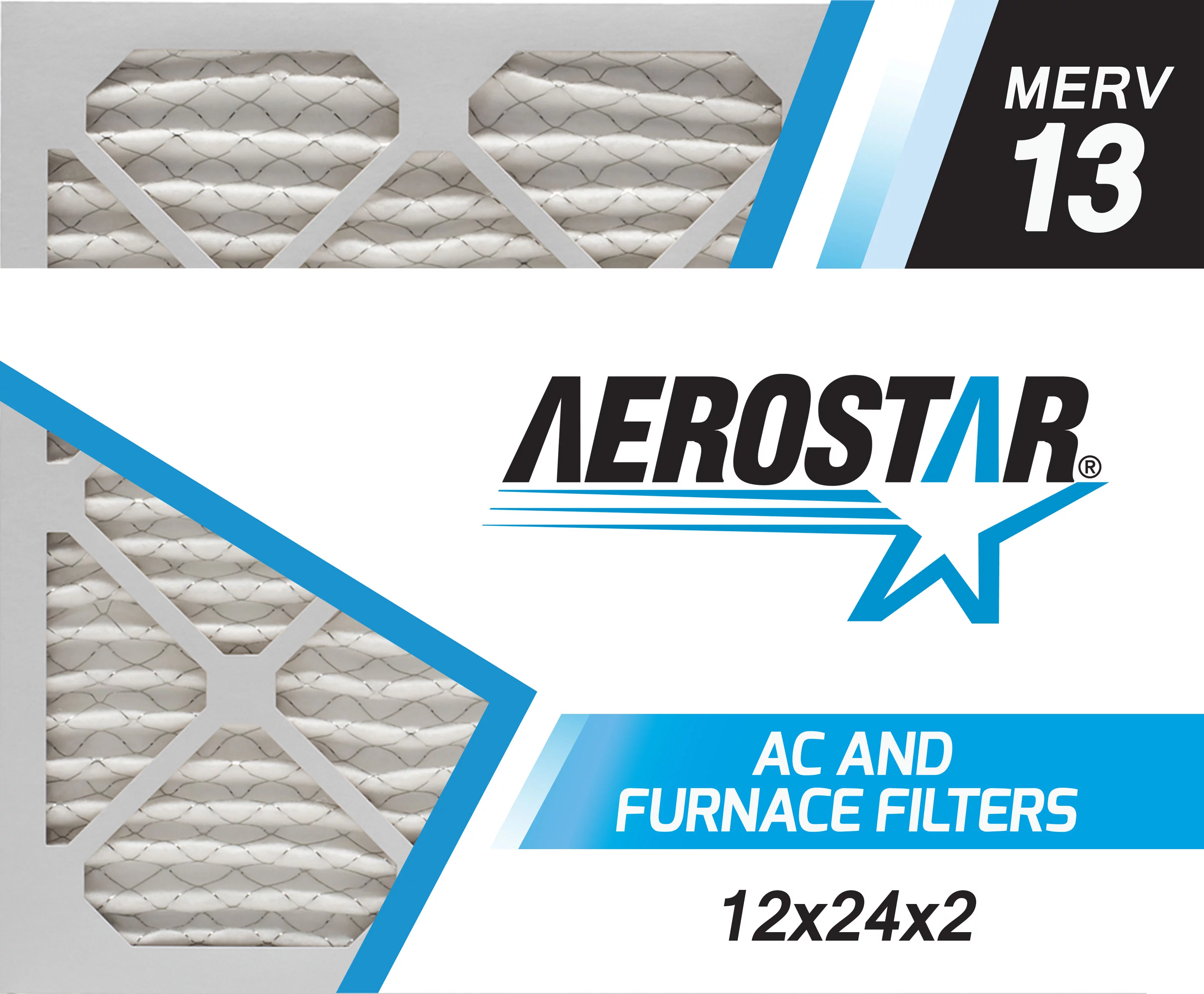 Aerostar 12x24x2 MERV  13,  Air Filter, 12x24x2, Box of 4