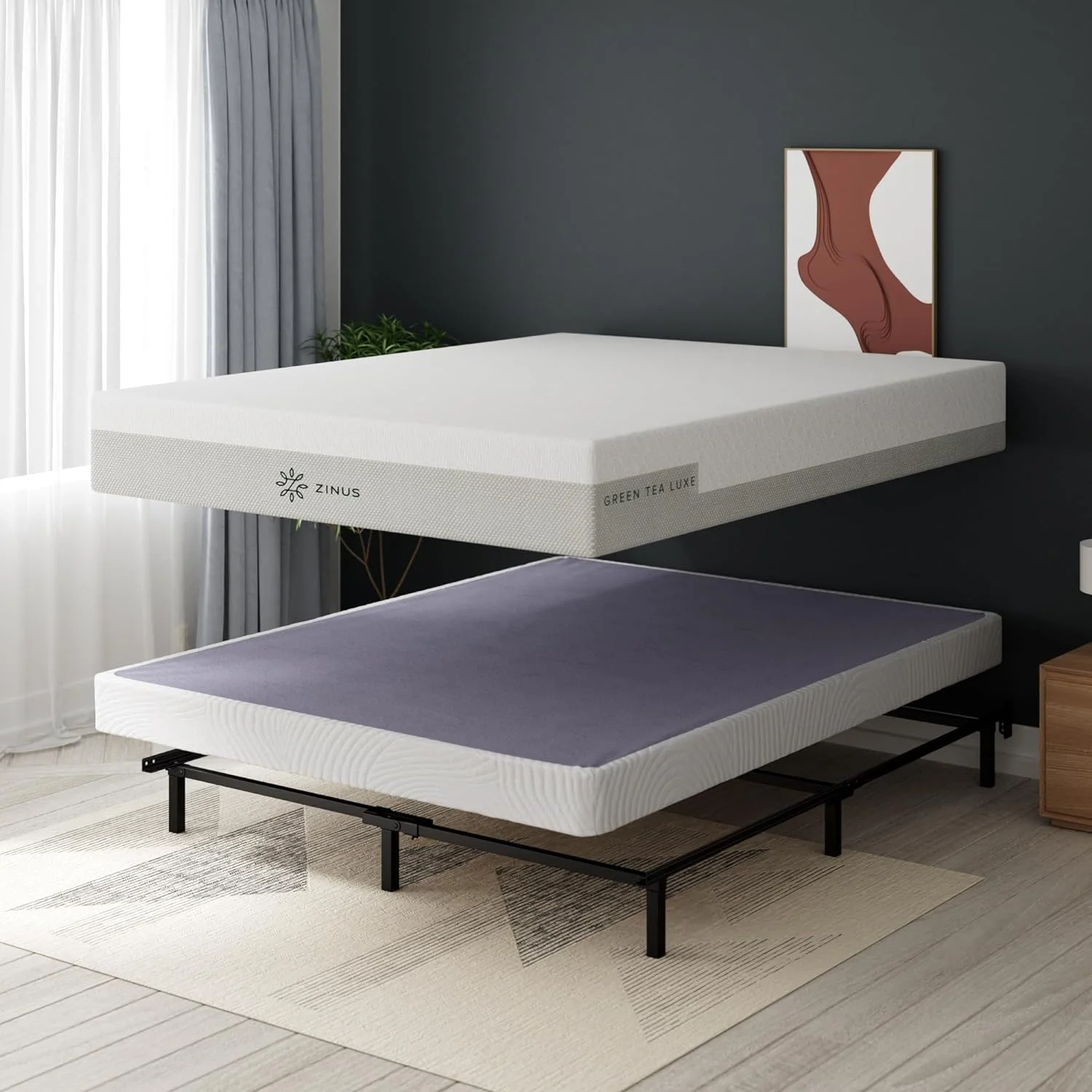 YILAN Edgar 4 Inch Bamboo Box Spring, Mattress Foundation, Sturdy Bamboo Structure, Low Profile, Easy Assembly, Twin