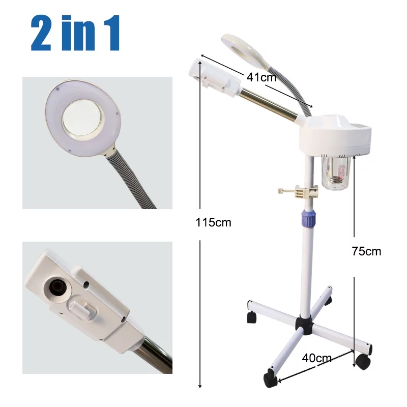 2-In-1 Facial Steamer+5X Headlight Ozone Humidifier with Adjustable Nozzle, Home Salon Spa Beauty Equipment.