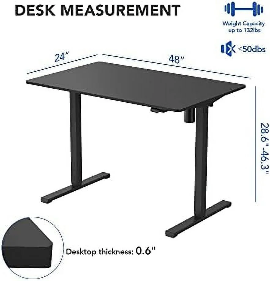 SQFGHB EC1 Essential Adjustable Desk  Electric Standing Desk 48 x 30 Inches Whole-Piece Desk Board Home Office Table Stand up Desk 2 Packages (Gray Frame + 48 in Mahogany Top)