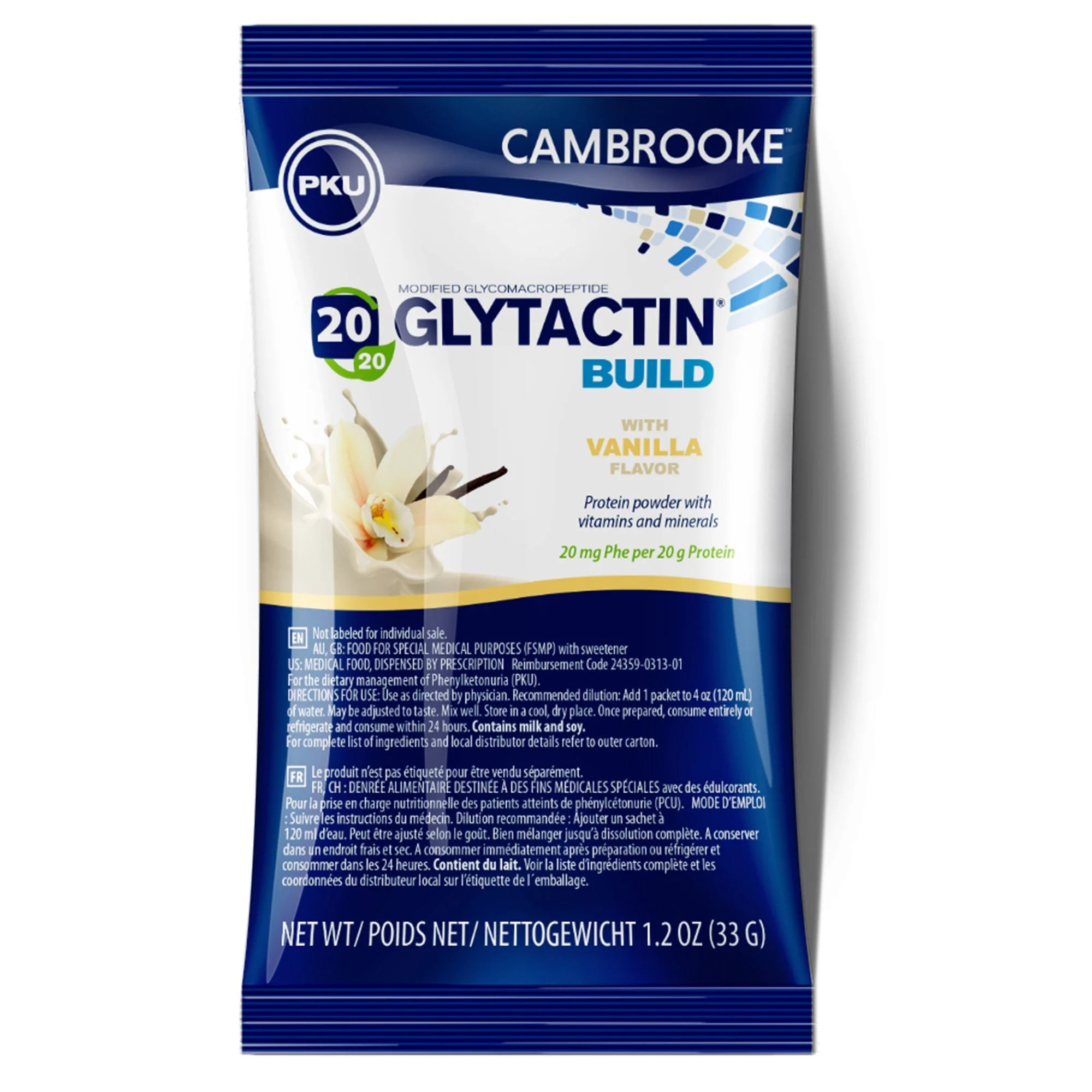 Glytactin Build 20/20 Glycomacropeptide (GMP) Medical Food for the Dietary Management of PKU, Vanilla Flavor (CS/30)