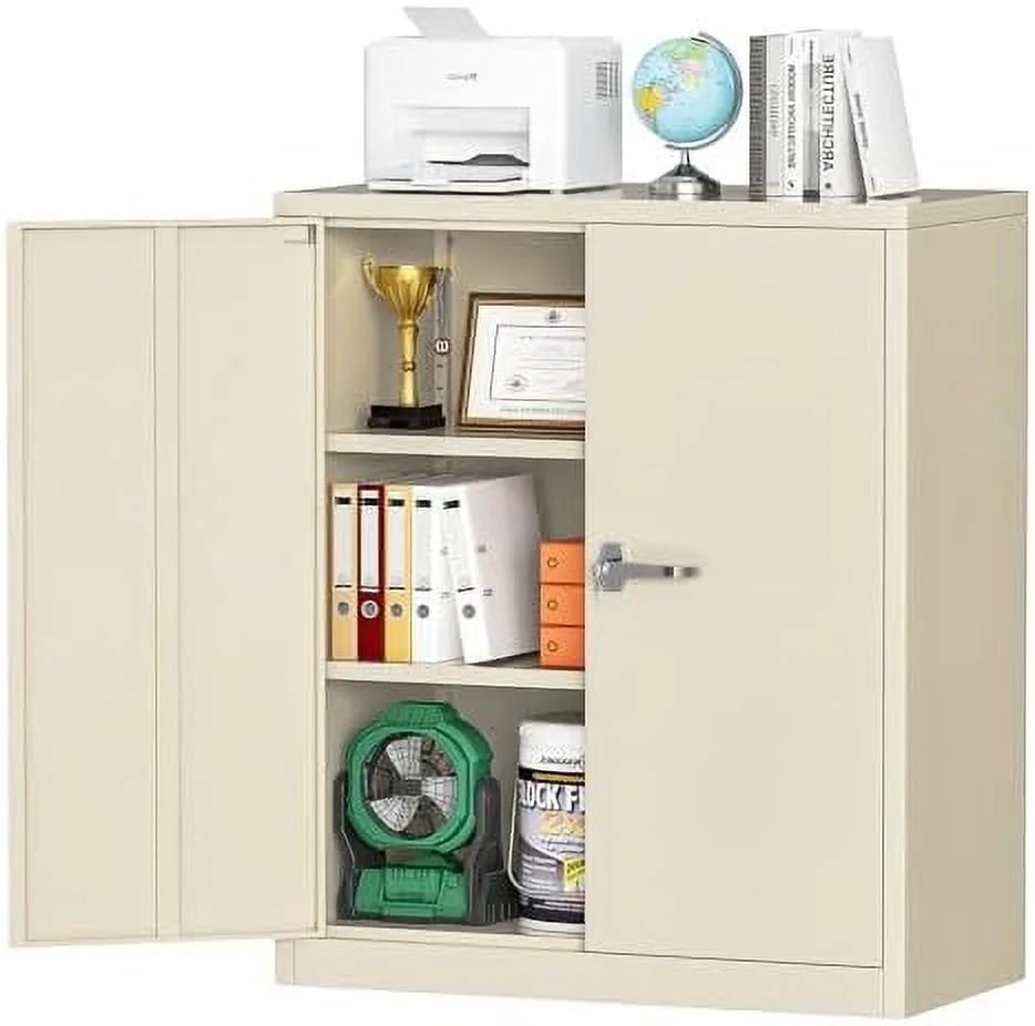 ZWNLKQG Locking Metal Cabinet 72"×36"×18"  Tall  Cabinet with 2 Doors and 4 Shelves  Large Metal Steel Utility Cabinet for Office File Bathroom Medicine Garage Pantry (White)