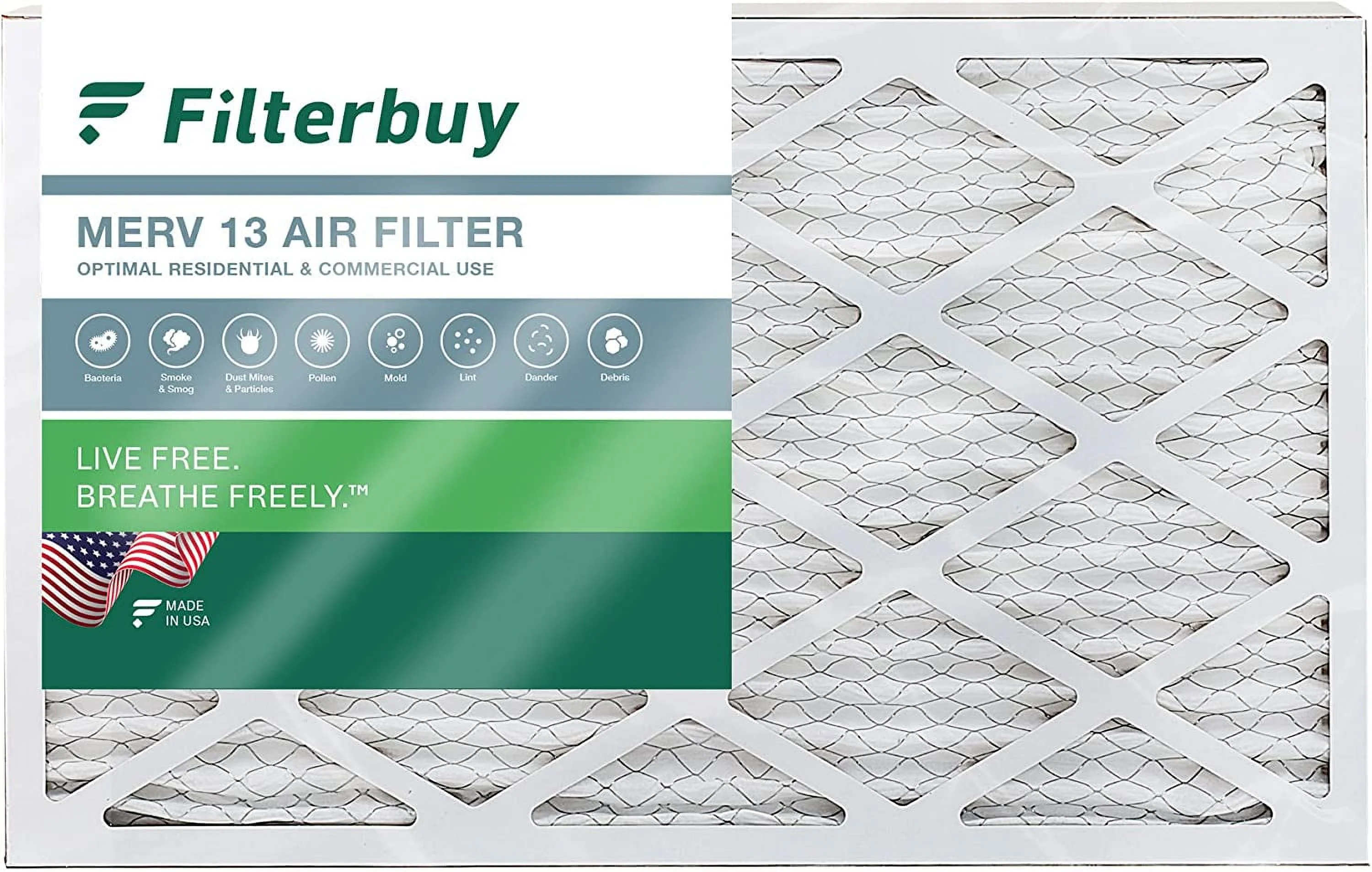 Filterbuy 13x21.5x1 MERV 13 Pleated HVAC AC Furnace Air Filters (1-Pack)