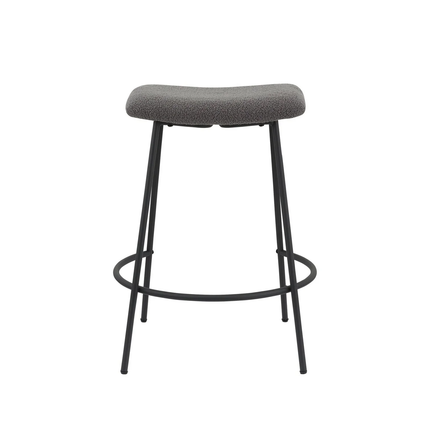 Benjara BM307572 26 in. Ast Saddle Seat Counter Height Stools, Black Metal & Gray - Set of 2