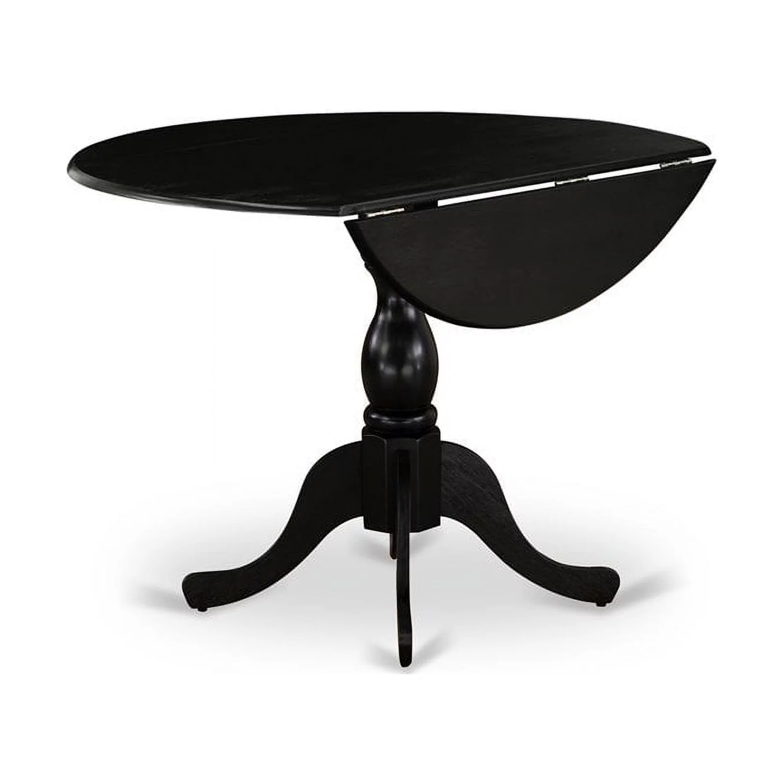 East West Furniture Dublin Wood Dining Table with Pedestal Legs in Black