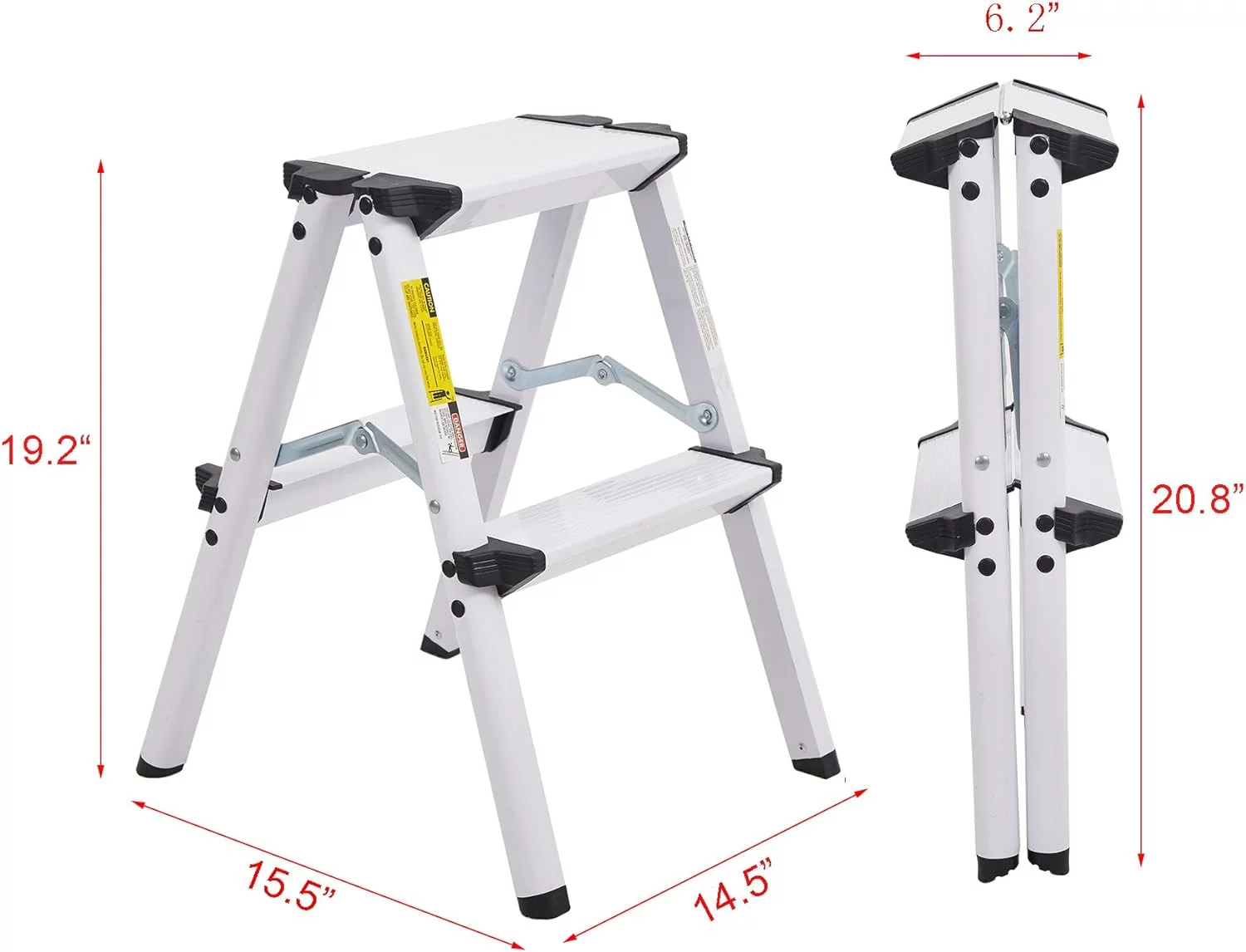 Aluminum 2-Step Stool Folding Double Sided Step Ladder Anti-Slip Sturdy And Wide Pedal Ladder Capacity 250 Lbs