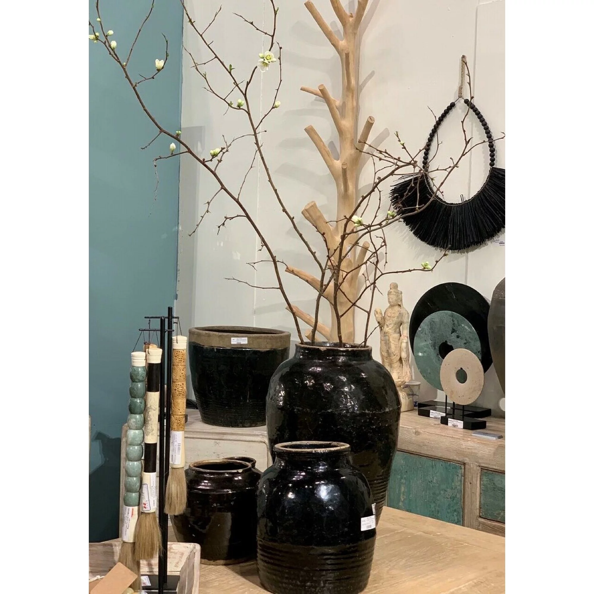 Artissance  Medium Vintage Oil Pot With Black Glaze, 8 Inch Tall (Size & Finish Vary)