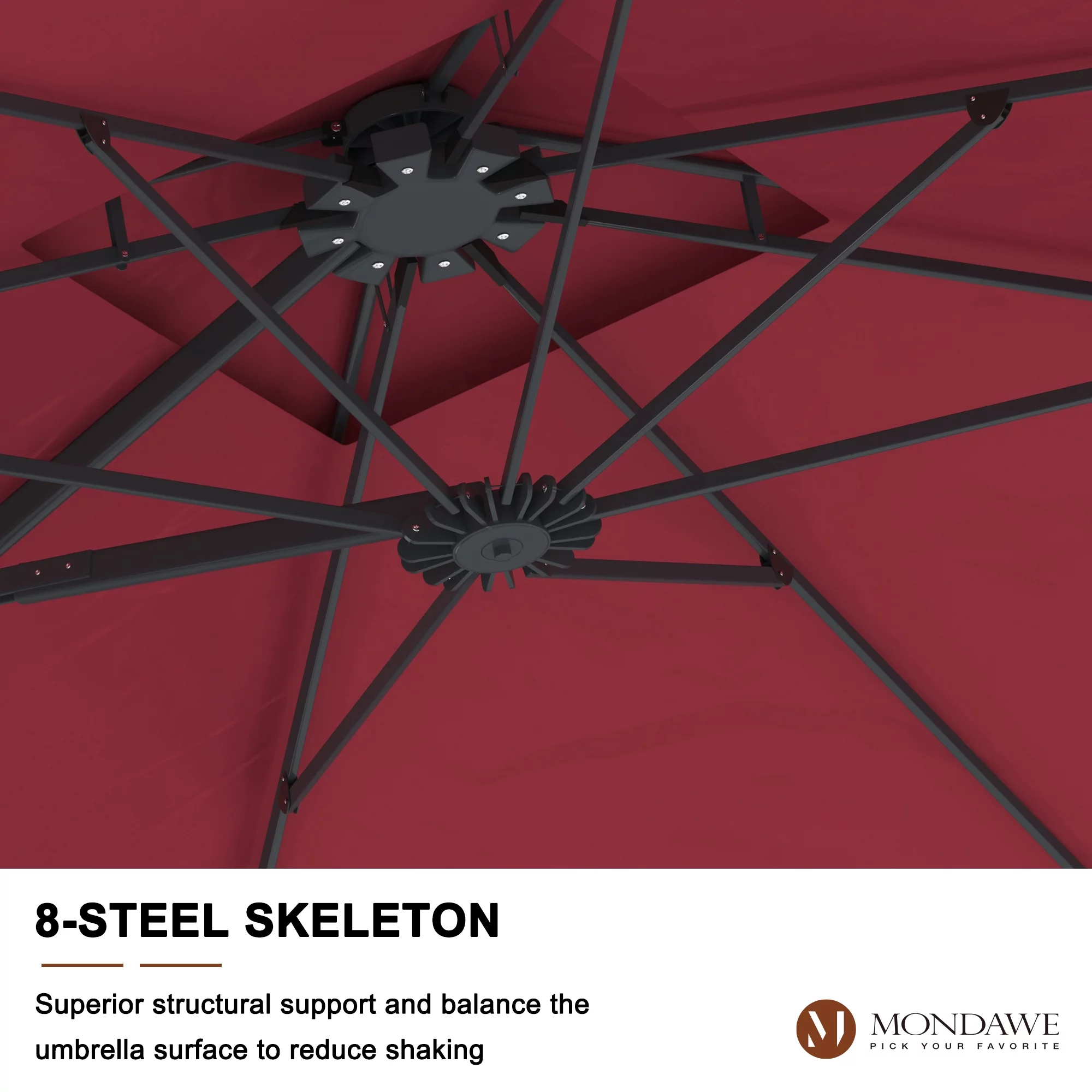 10 Feet Patio Umbrella Outdoor Cantilever Square Umbrella Aluminum Offset Umbrella with 360-degree Rotation for Garden Deck Pool Patio